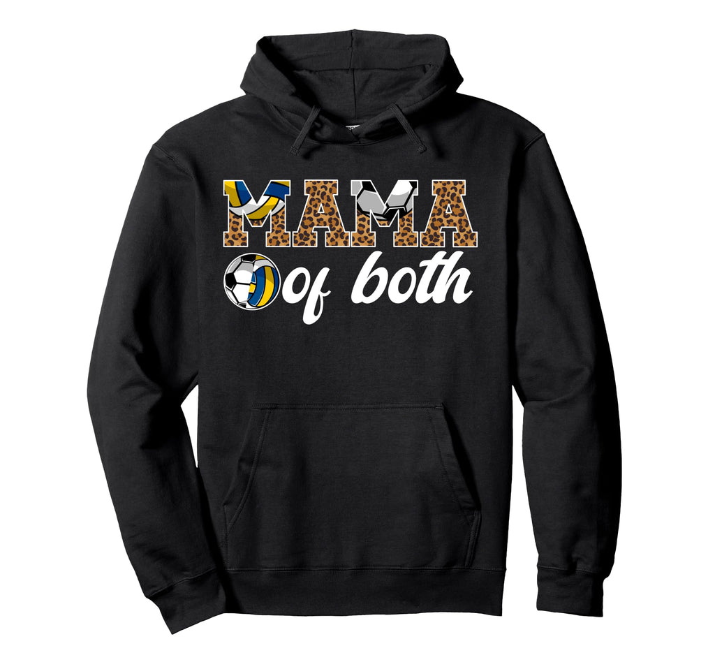 Mama Both Leopard Soccer Volleyball Mom Hoodie - Unique Graphic for Adults - T-Shirt, Sweatshirt, Hoodie