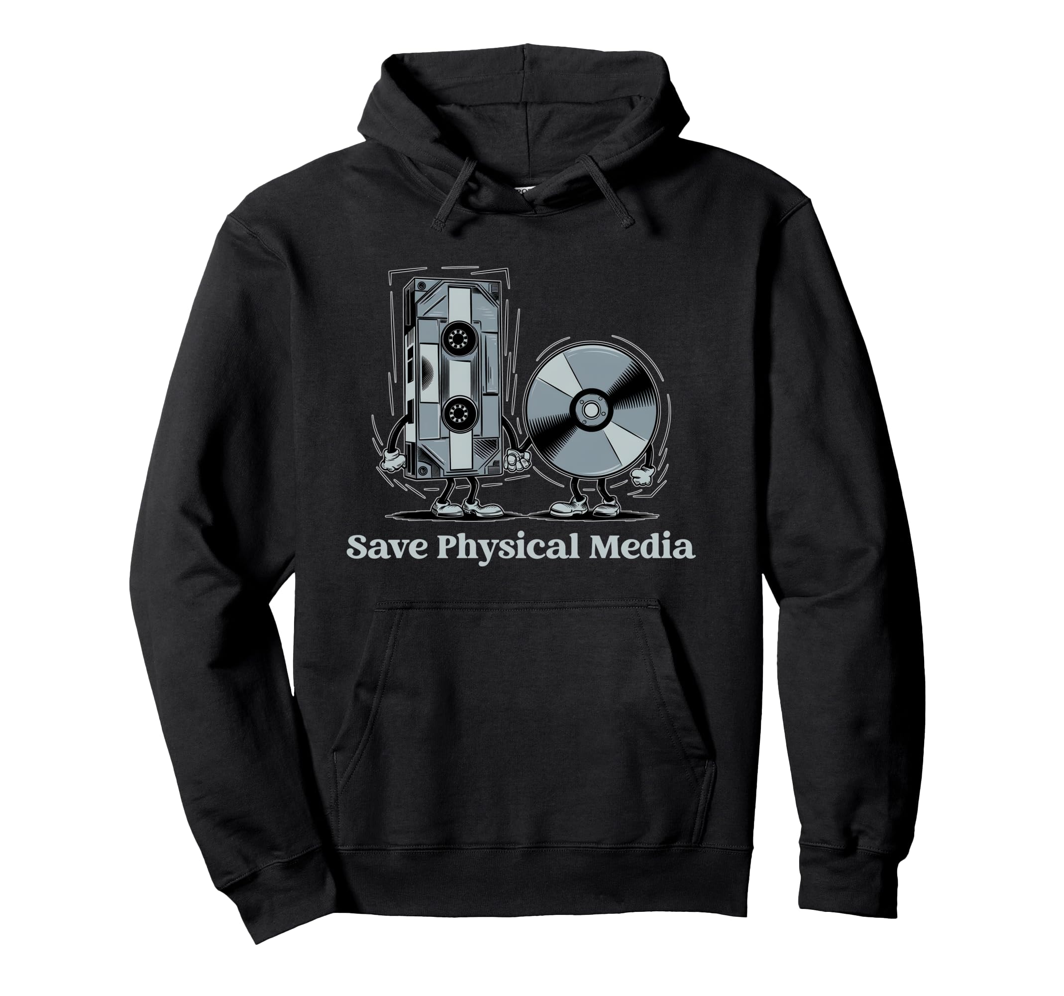 Save Physical Media Vhs Cd Dvd Cassette Hoodie - Fun Novelty Design Unisex - T-Shirt, Sweatshirt, Hoodie