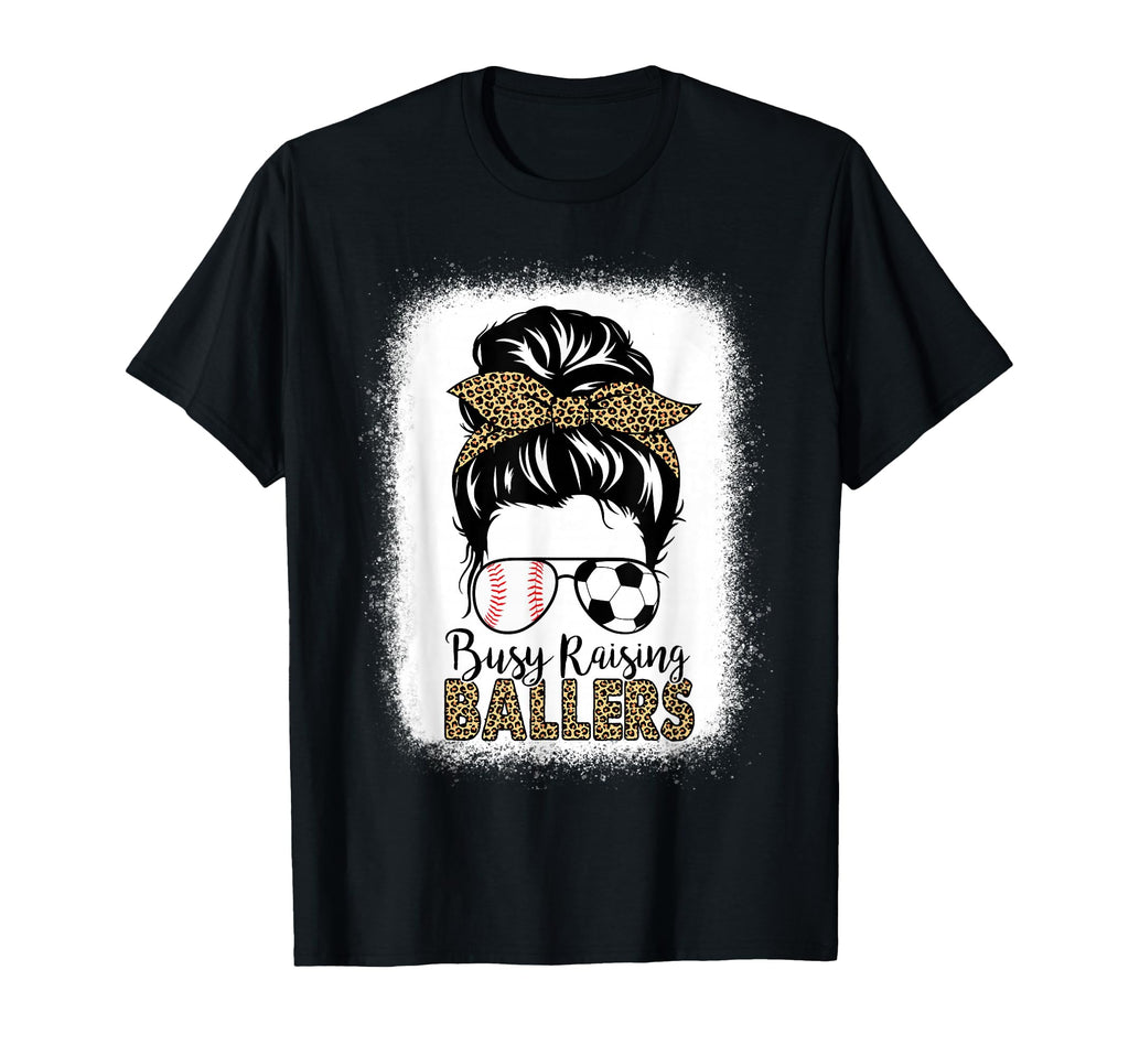 Baseball Soccer Mom Messy Bun Leopard T-Shirt - Novelty Apparel for Adults - T-Shirt, Sweatshirt, Hoodie