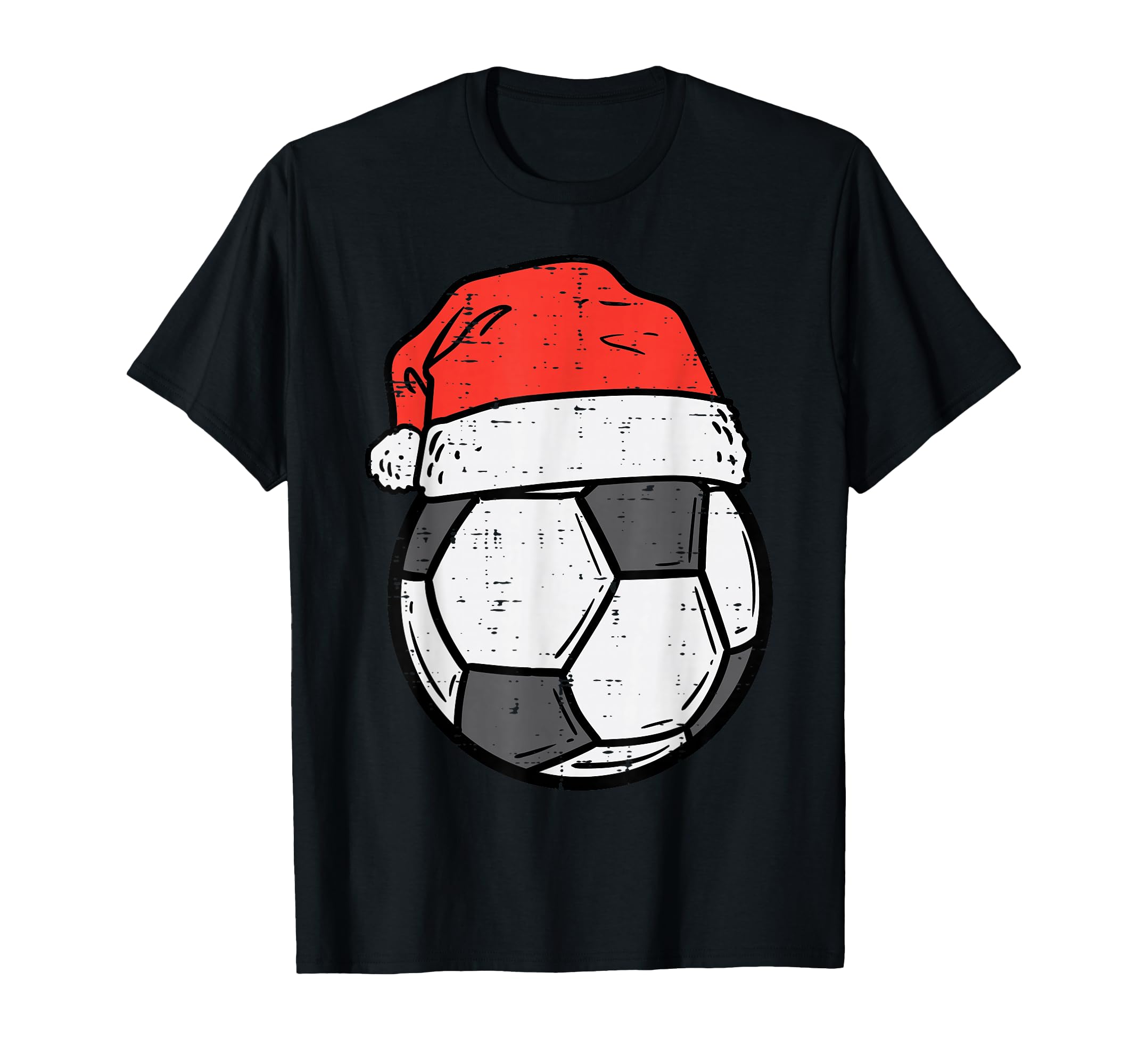 Soccer Ball Santa Hat Sports T-Shirt - Casual Everyday Wear Unisex - T-Shirt, Sweatshirt, Hoodie