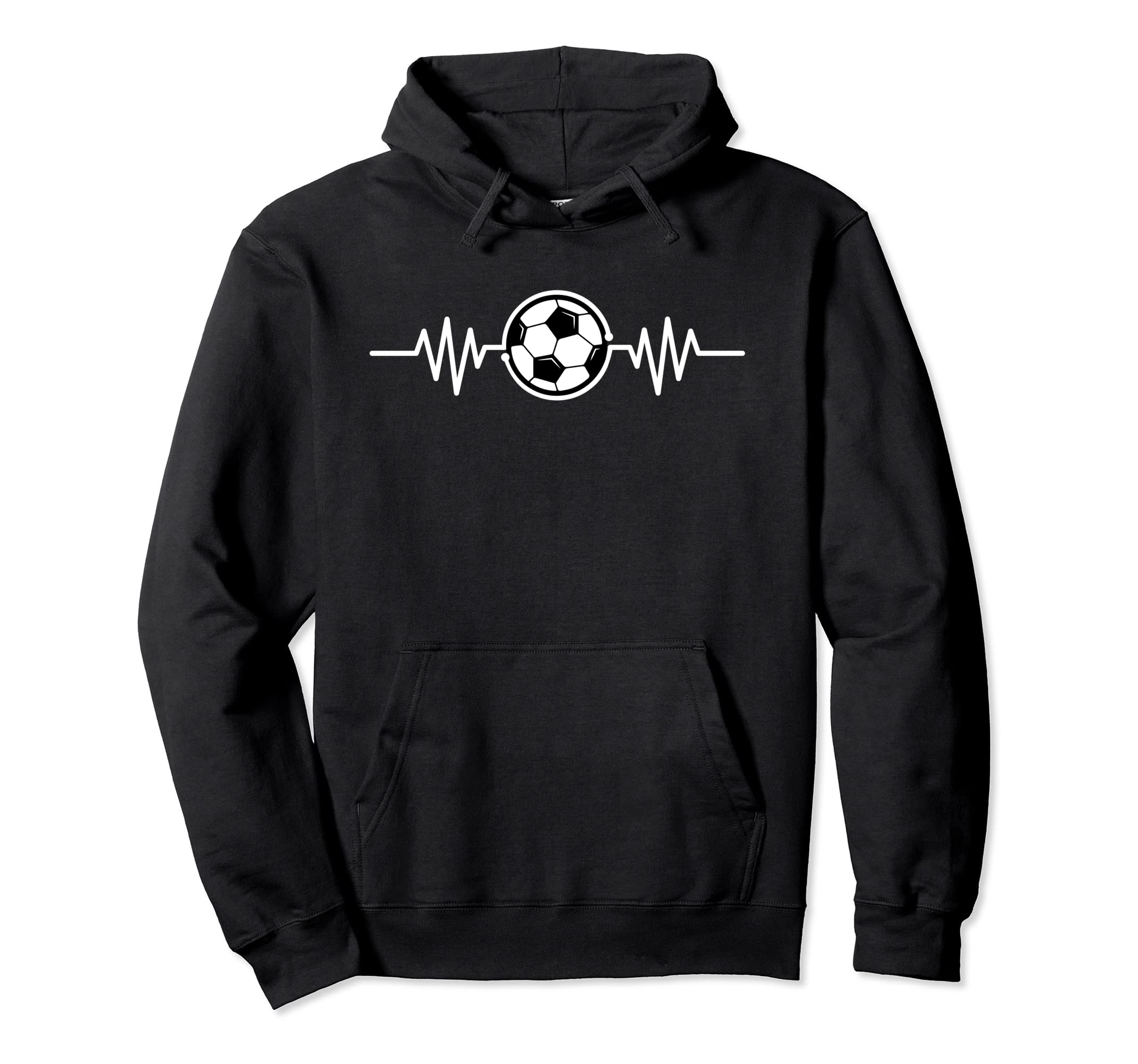 Soccer Ball Heartbeat Pulse Line Fan Hoodie - Novelty Apparel for Adults - T-Shirt, Sweatshirt, Hoodie