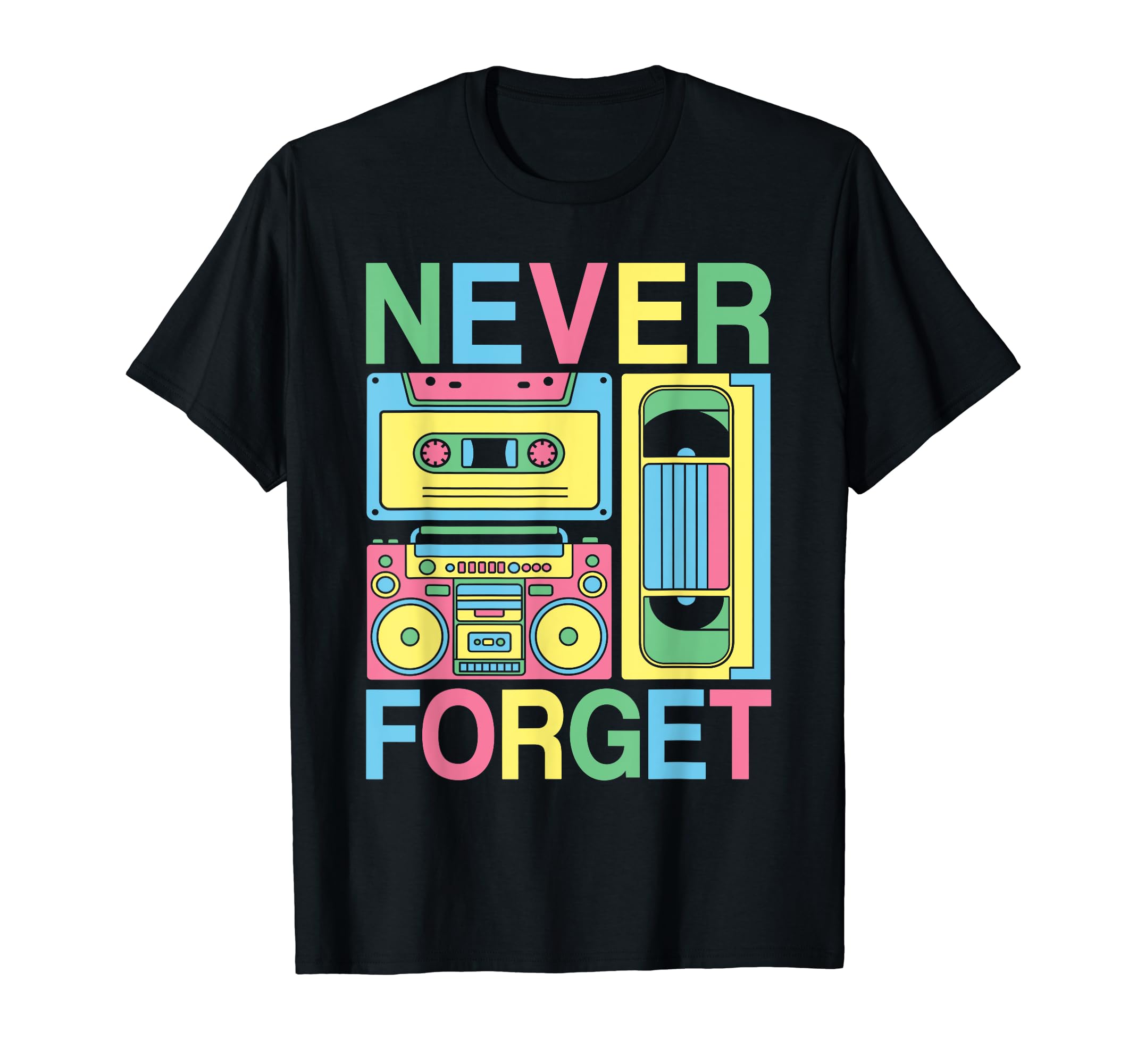 Never Forget 80S 90S Cassette Tape T-Shirt - Unique Graphic for Adults - T-Shirt, Sweatshirt, Hoodie