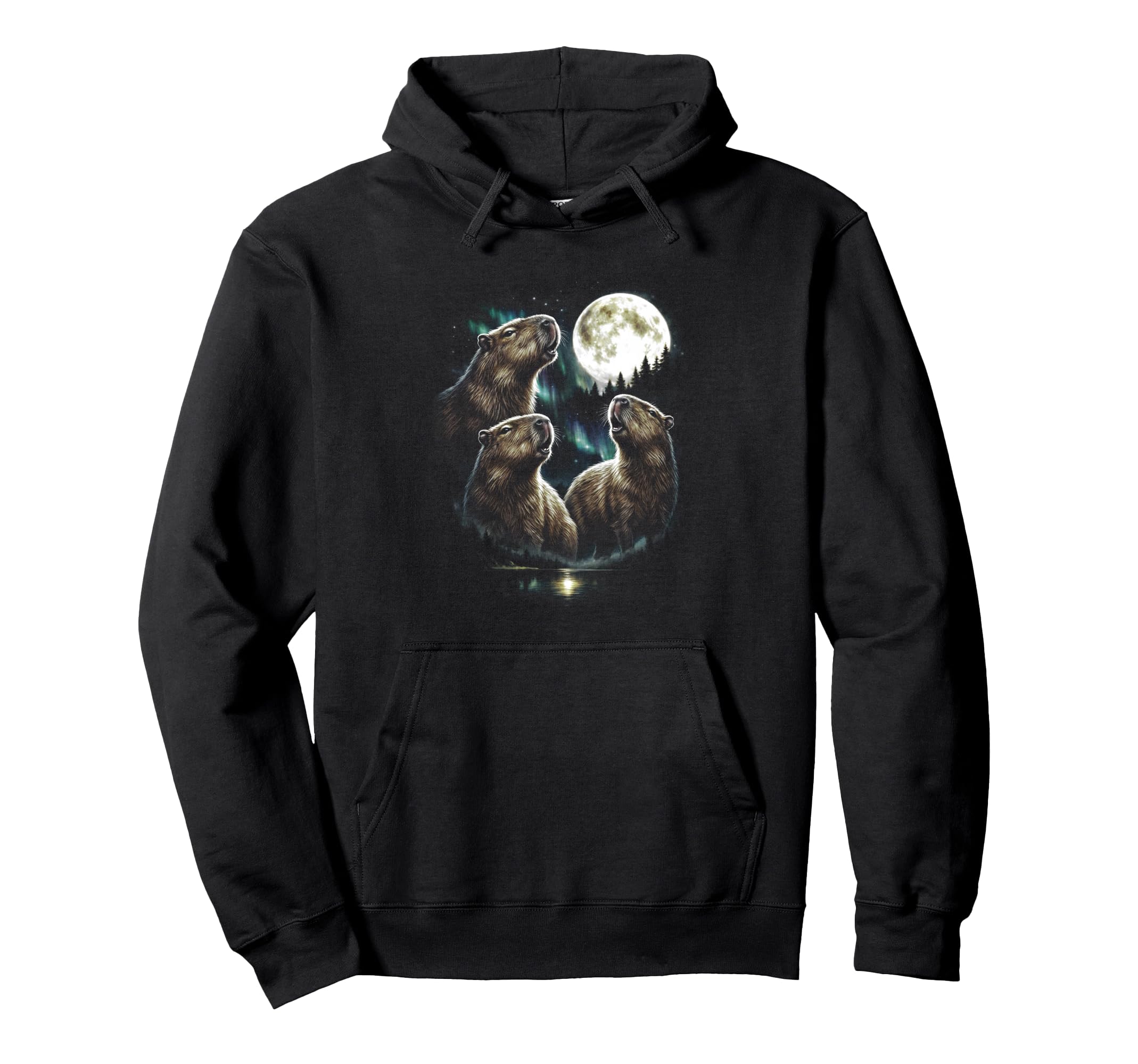 Howling 3 Capybaras Moon Funny 80S 90S Hoodie - Custom Art Print Men Women - T-Shirt, Sweatshirt, Hoodie