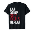 Eat Sleep Stop Goals Repeat Soccer T-Shirt - Fun Novelty Design for Adults - T-Shirt, Sweatshirt, Hoodie