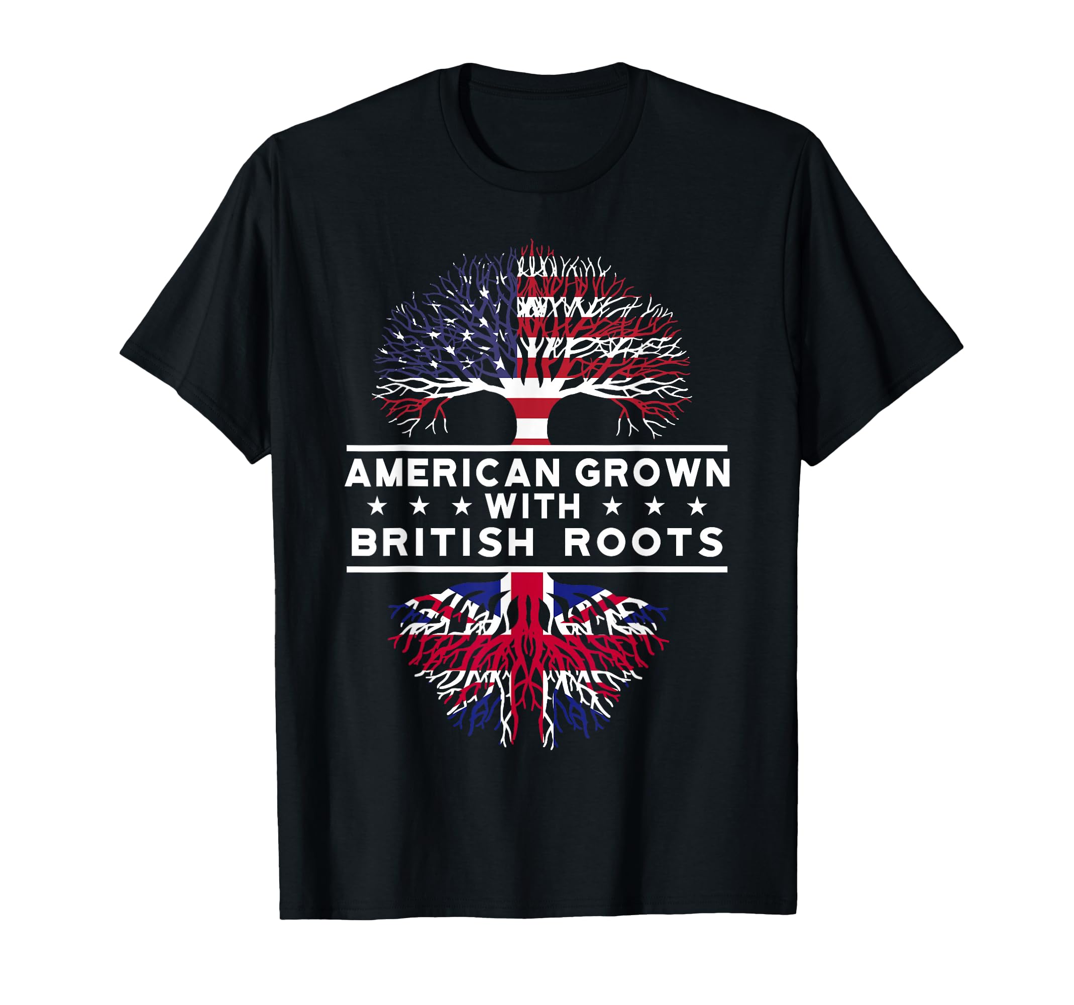 American Grown British Roots Adults Black T-Shirt - Unique Graphic Unisex - T-Shirt, Sweatshirt, Hoodie