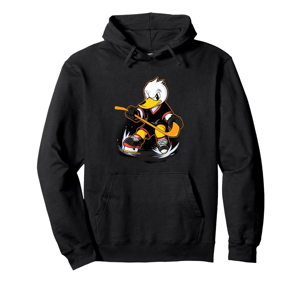 Duck Ice Hockey Player Hockey Stick Hoodie - Streetwear Style Men Women - T-Shirt, Sweatshirt, Hoodie