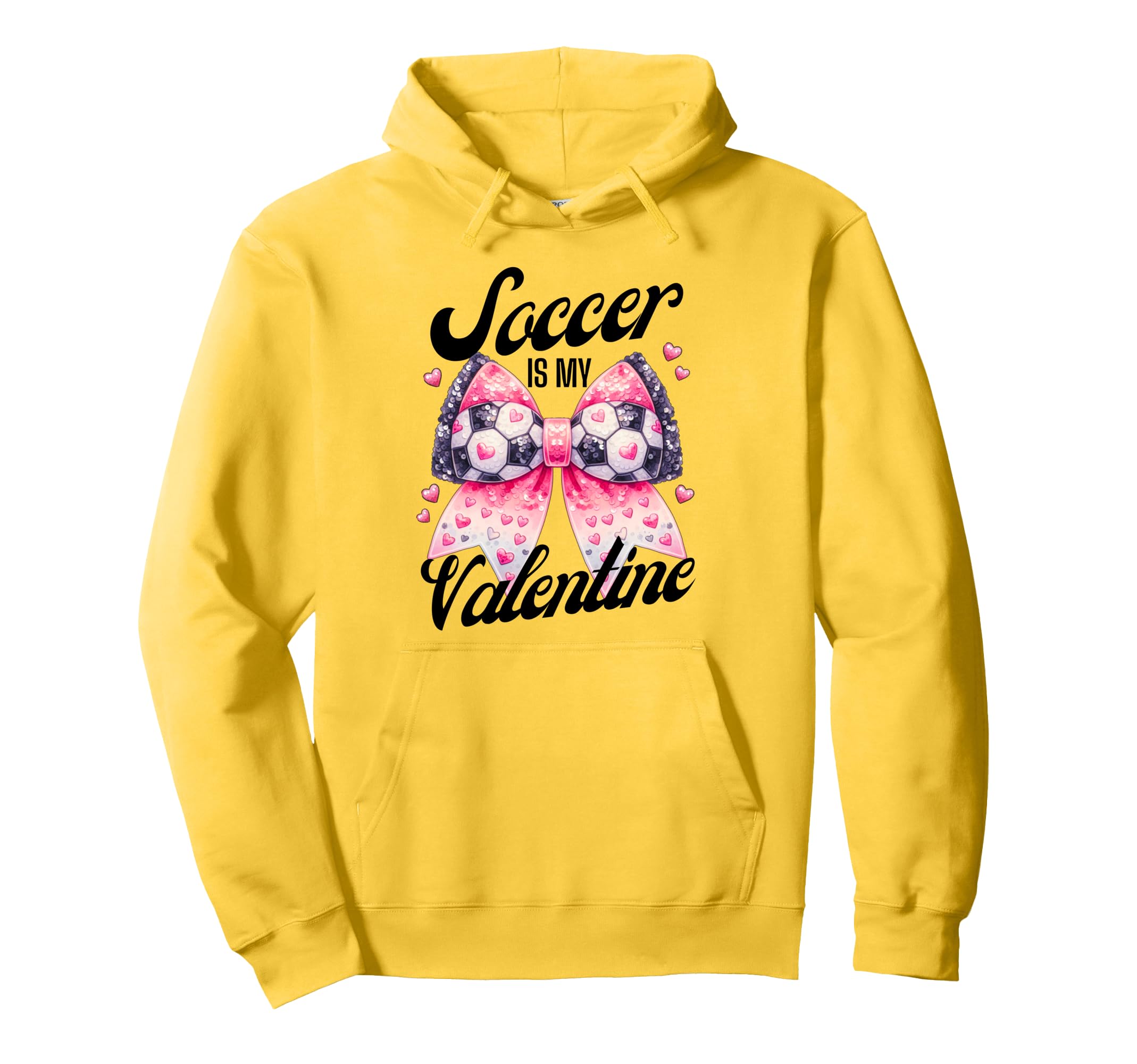 Soccer Is My Valentine Coquette Bow Hoodie - Graphic Print for Adults - T-Shirt, Sweatshirt, Hoodie