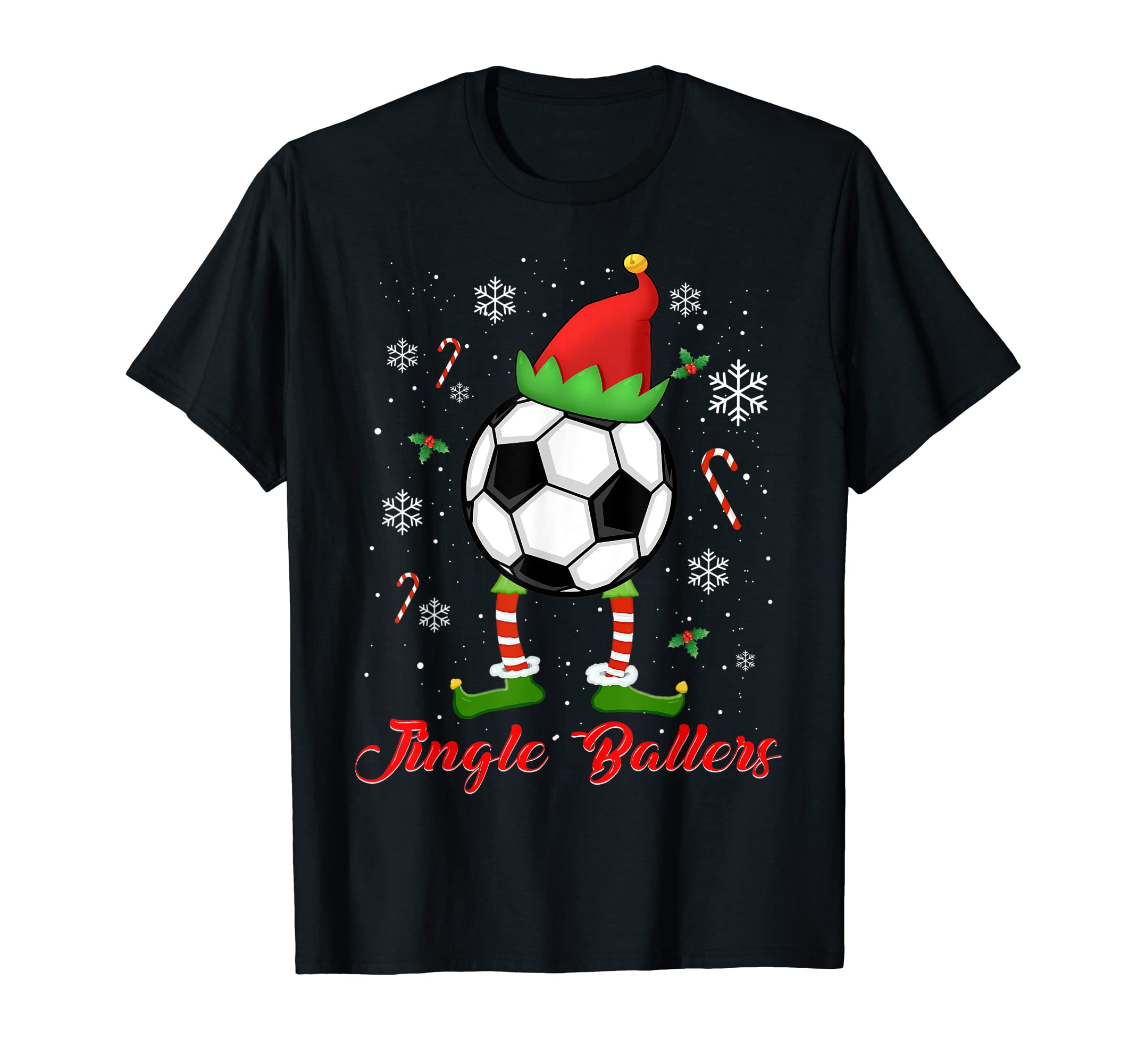 Jingle Ballers Soccer Football Elf Gift T-Shirt - Novelty Apparel Unisex - T-Shirt, Sweatshirt, Hoodie