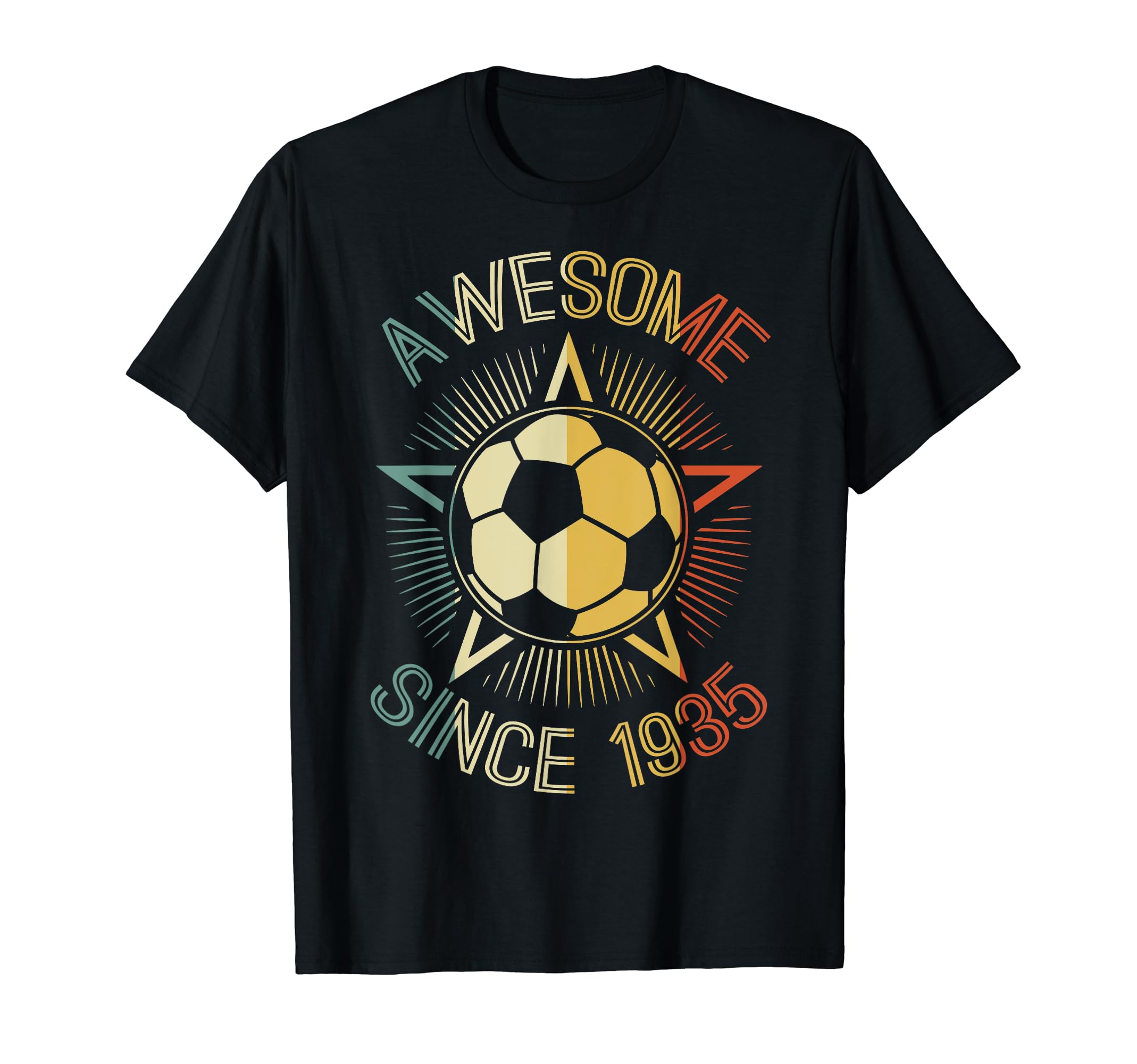 Awesome Since 1935 Soccer Birthday Team Bday T-Shirt - Graphic Print Unisex - T-Shirt, Sweatshirt, Hoodie