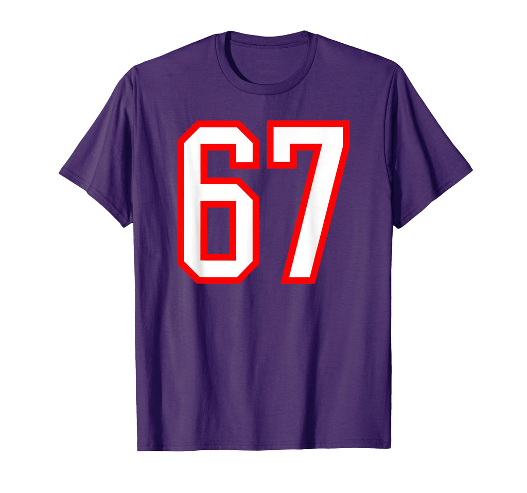 White Red Sports Team Number 67 T-Shirt - Streetwear Style for Adults - T-Shirt, Sweatshirt, Hoodie