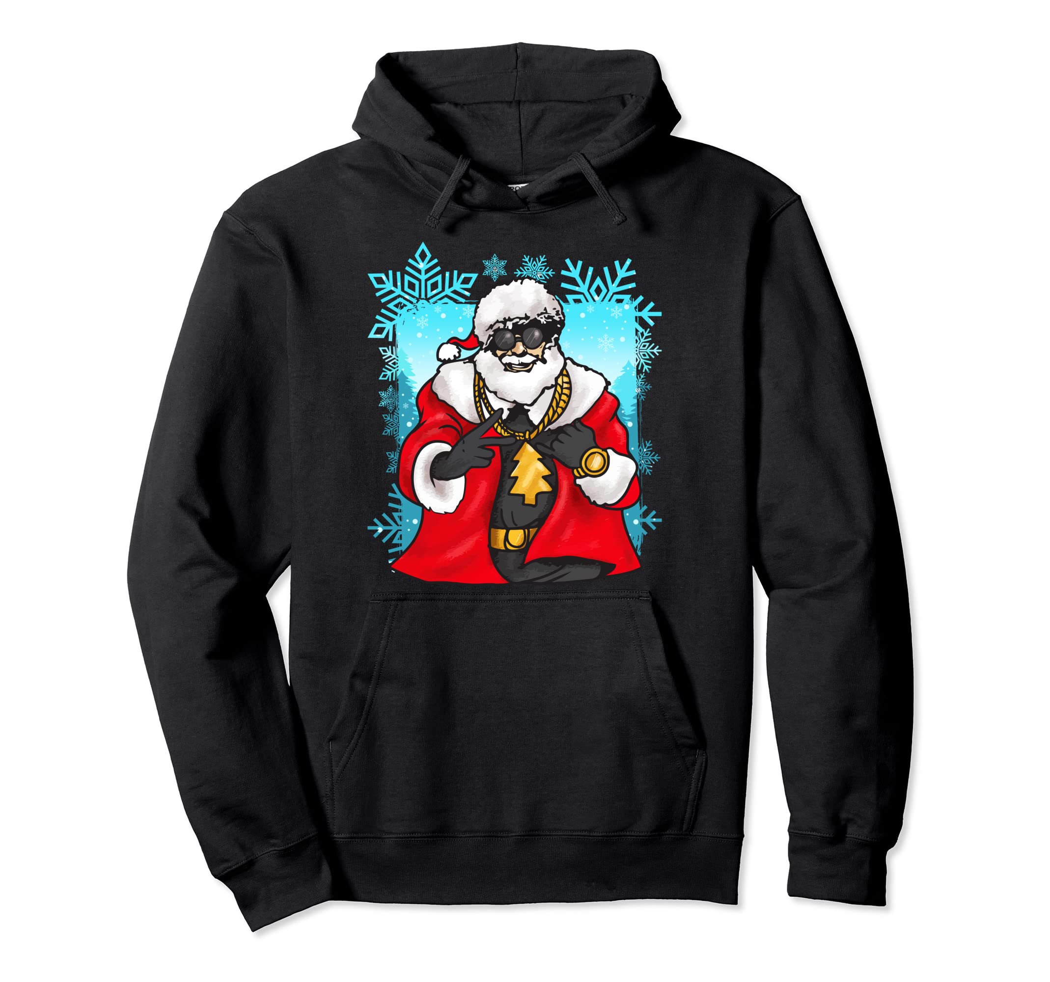 Gangsta Santa Gold Chains Old School Hoodie - Custom Art Print for Adults - T-Shirt, Sweatshirt, Hoodie