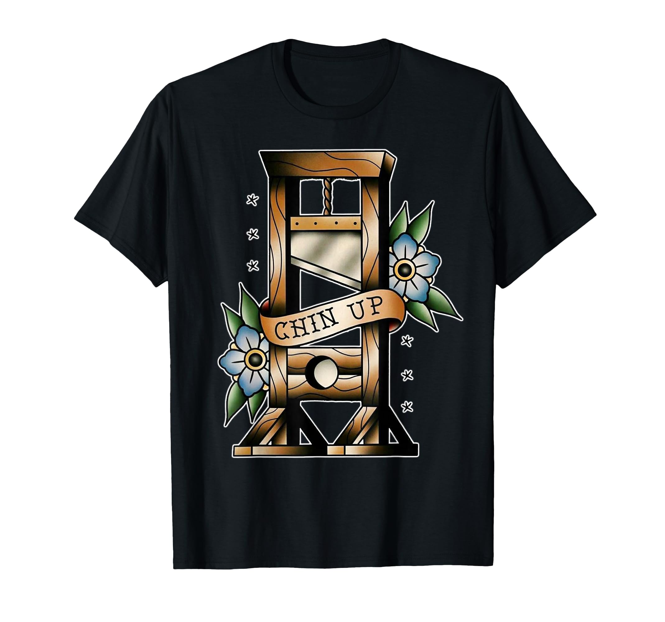 Guillotine Traditional Tattoo Flash T-Shirt - Trendy Graphic for Adults - T-Shirt, Sweatshirt, Hoodie