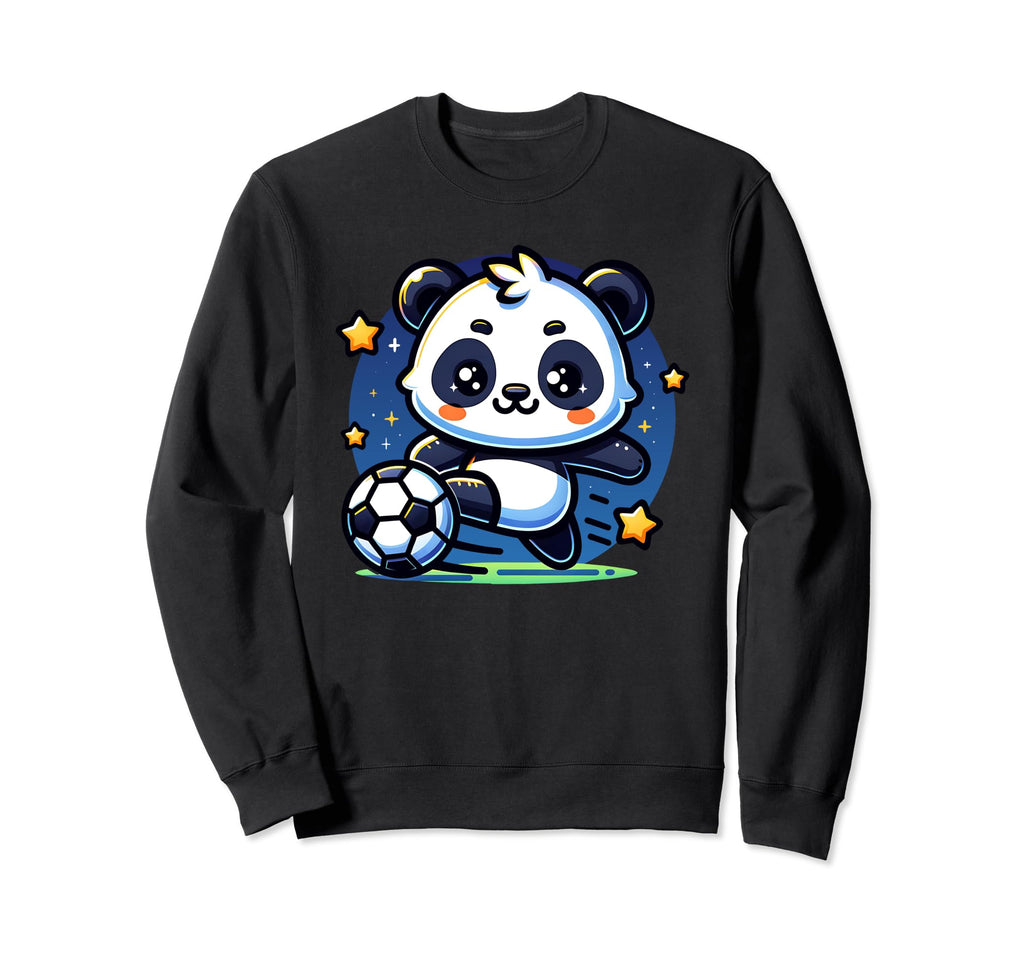 Panda Soccer Player Kicking Soccer Sweatshirt - Minimalist Print Men Women - T-Shirt, Sweatshirt, Hoodie
