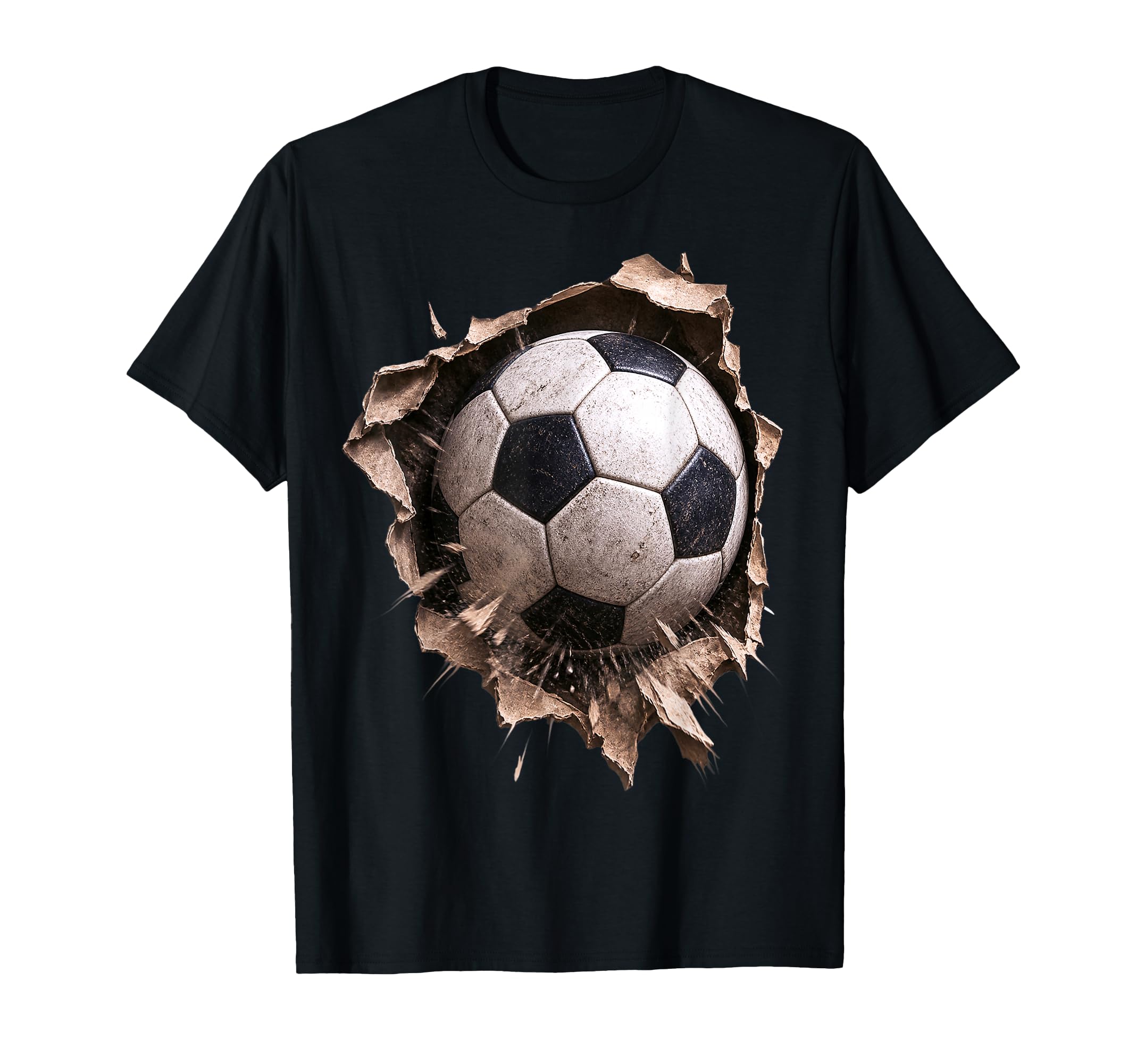 Soccer Ball Torn Fabric Bursting 3D T-Shirt - Fun Novelty Design Unisex - T-Shirt, Sweatshirt, Hoodie