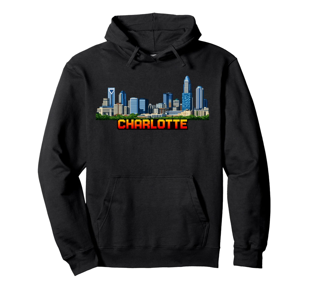 Charlotte 8 Bit Video Arcade Gamer Hoodie - Fun Novelty Design Men Women - T-Shirt, Sweatshirt, Hoodie