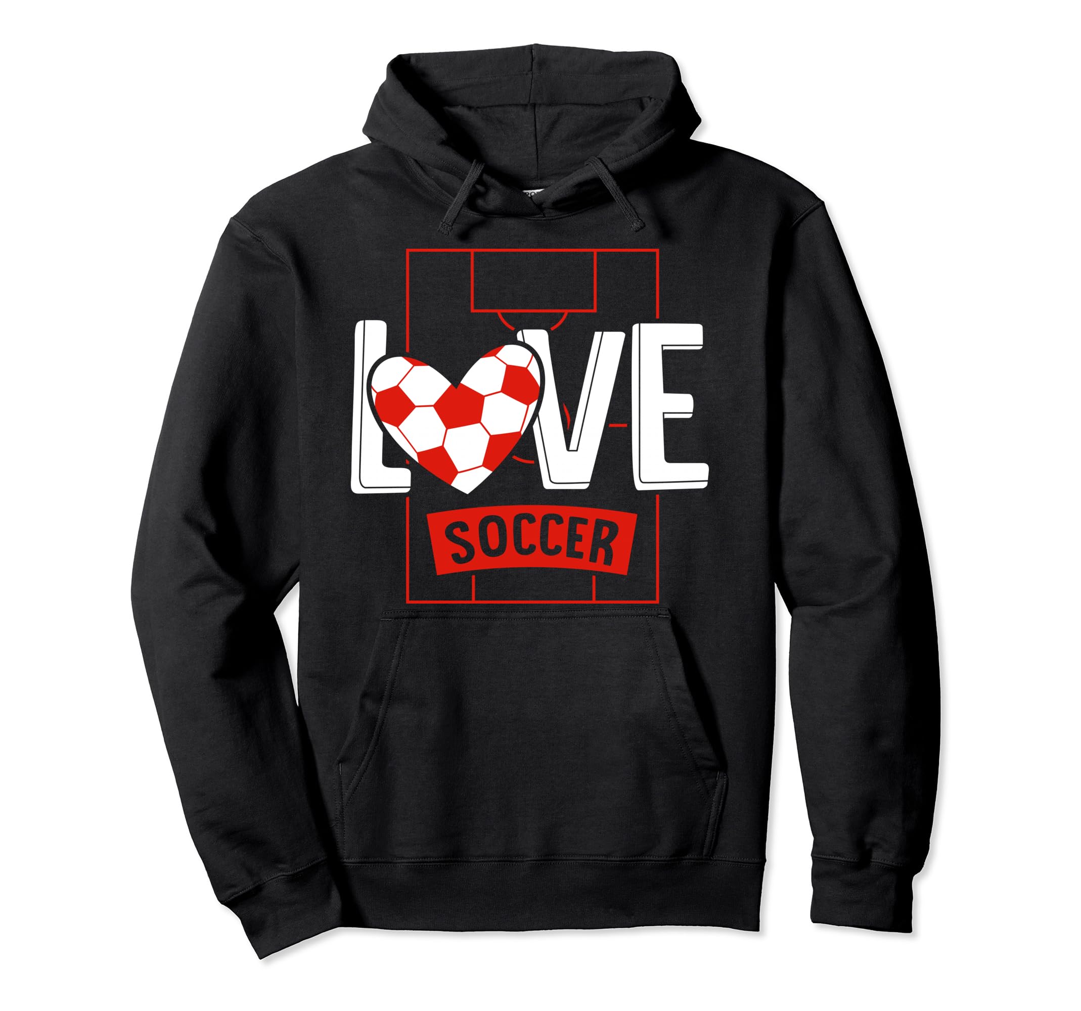 Love Soccer Funny Hearty Soccer Field Hoodie - Aesthetic Graphic Men Women - T-Shirt, Sweatshirt, Hoodie
