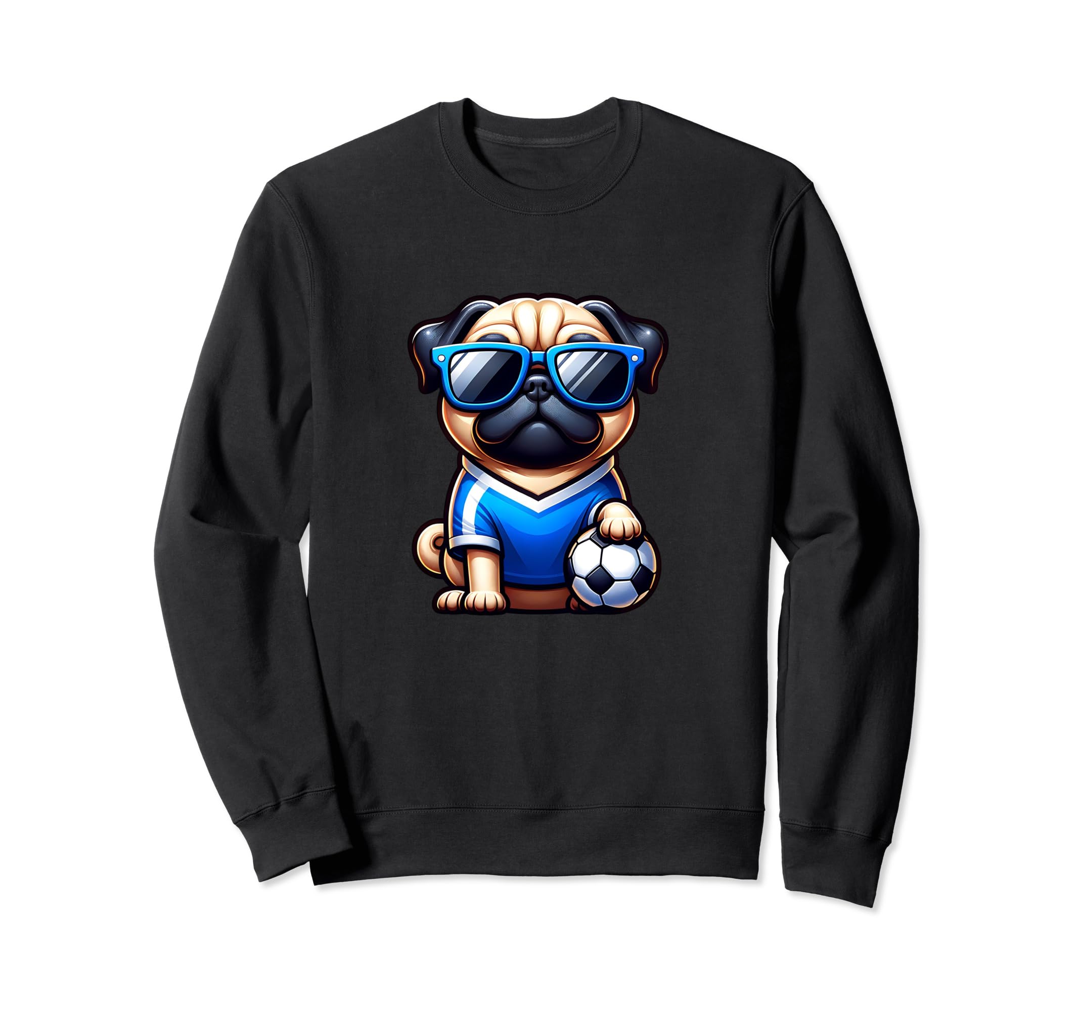 Pug Soccer Player Dog Champion Sweatshirt - Casual Everyday Wear Men Women - T-Shirt, Sweatshirt, Hoodie
