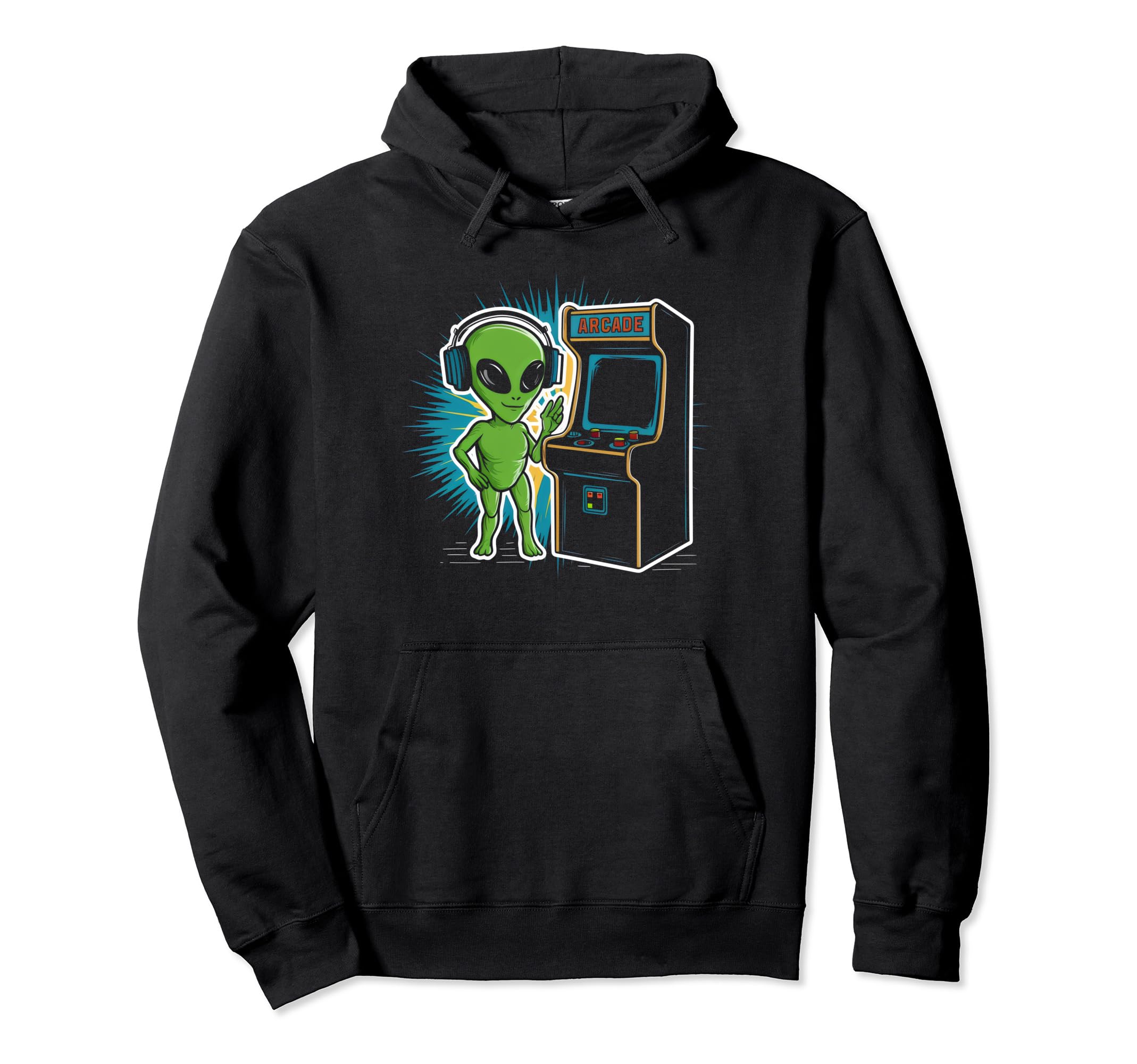 Gamer Alien Love 80S 90S Arcade Gaming Hoodie - Novelty Apparel Men Women - T-Shirt, Sweatshirt, Hoodie