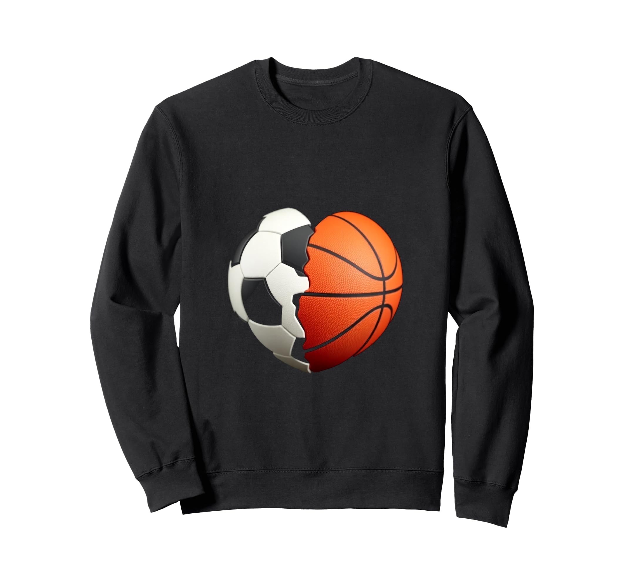 Split Heart Soccer Basketball Sweatshirt - Novelty Apparel Unisex - T-Shirt, Sweatshirt, Hoodie