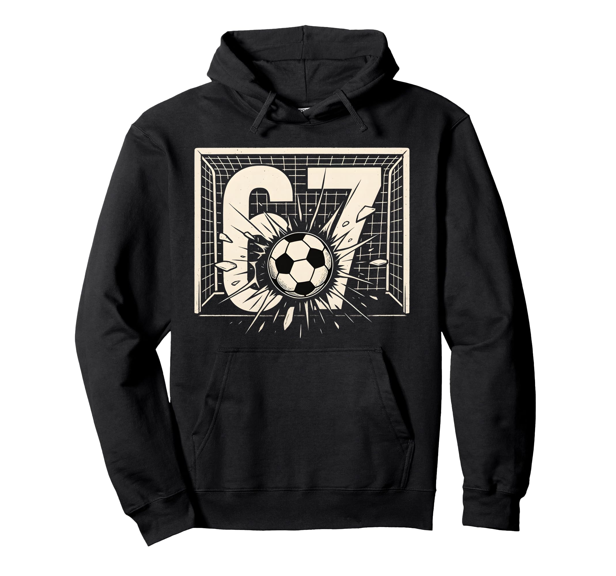 Soccer Ball Smash 67 Goal Football Hoodie - Casual Everyday Wear for Adults - T-Shirt, Sweatshirt, Hoodie