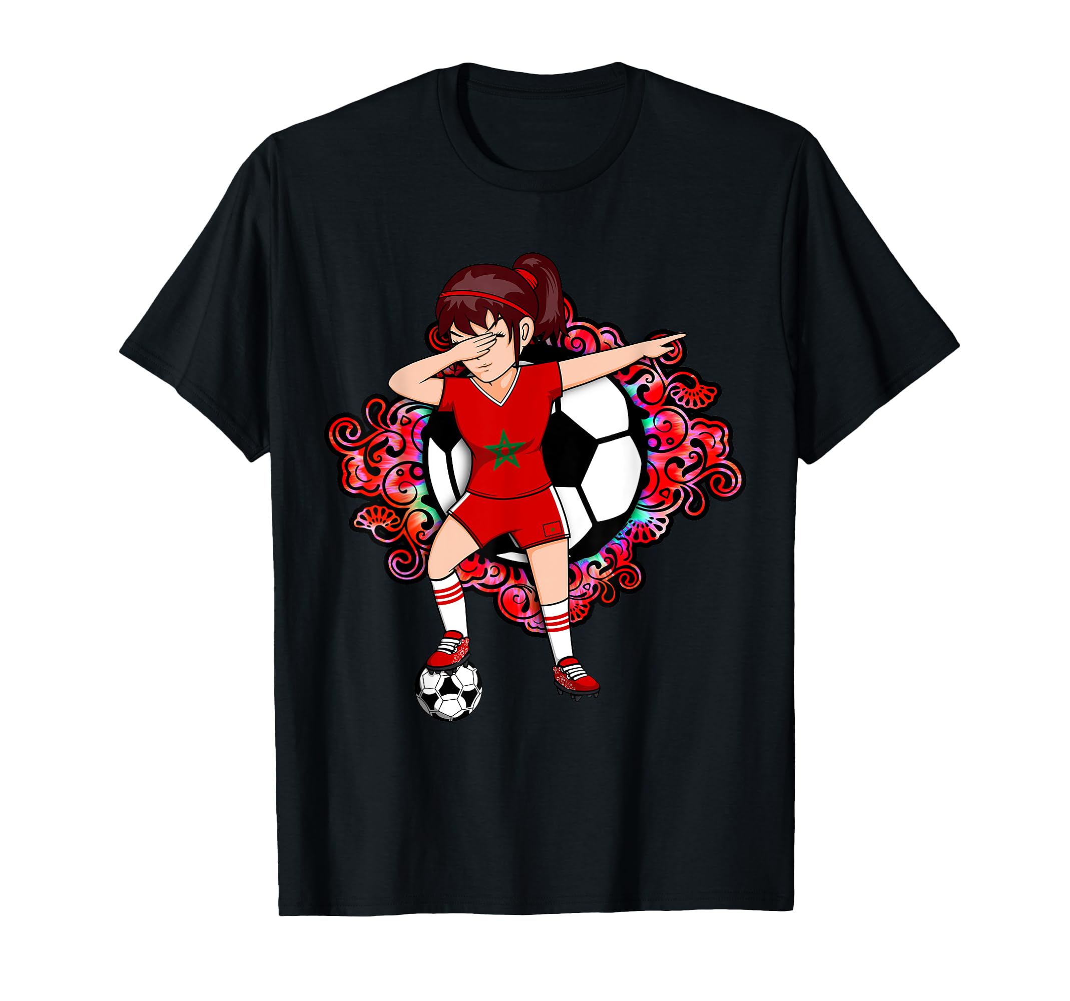 Dabbing Soccer Morocco Jersey Floral T-Shirt - Novelty Apparel Unisex - T-Shirt, Sweatshirt, Hoodie