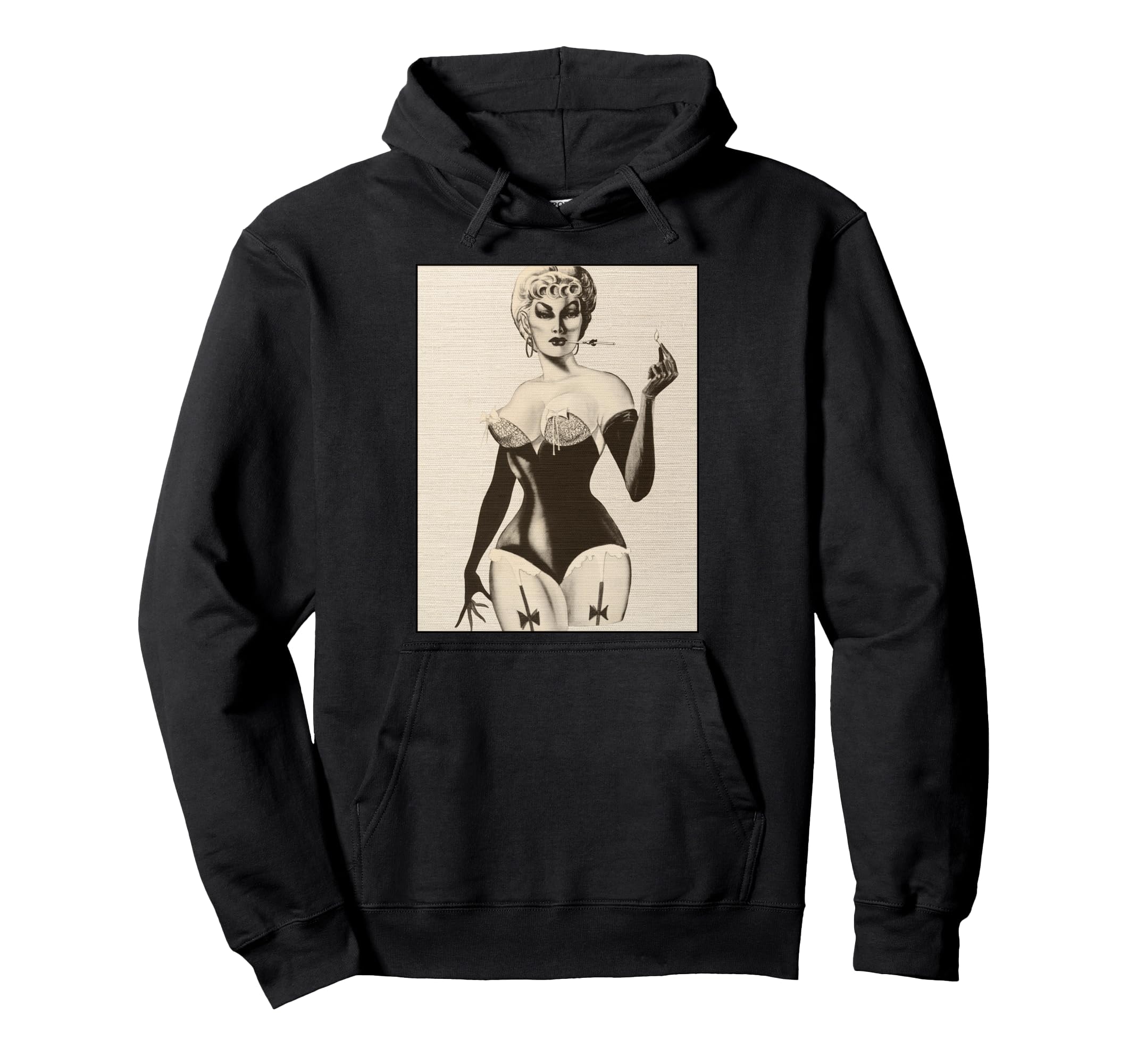 Elegant Pin Up Seductive Corset And Hoodie - Fun Novelty Design for Adults - T-Shirt, Sweatshirt, Hoodie