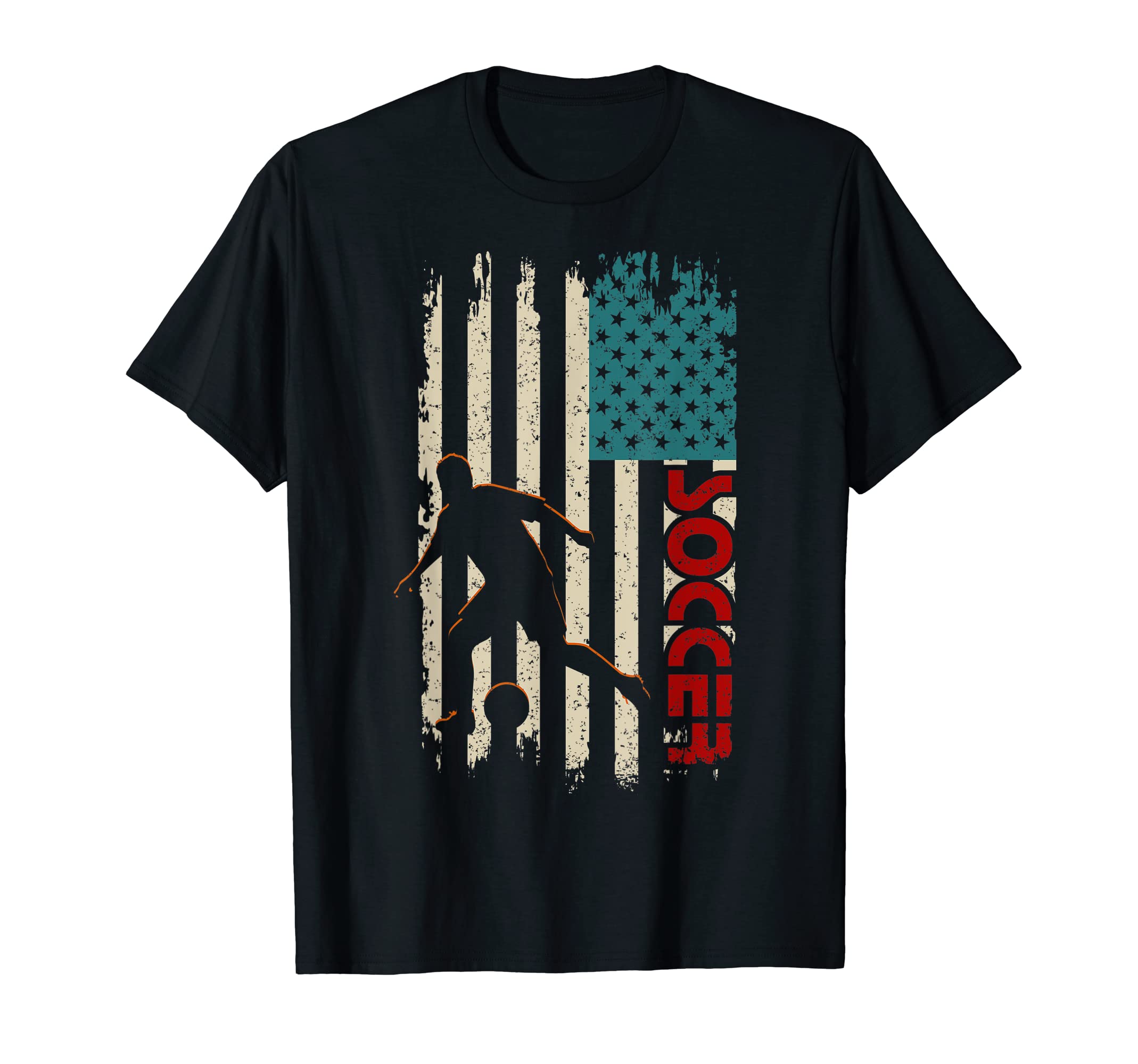 Soccer American Flag Sports Patriotic T-Shirt - Unique Graphic Men Women - T-Shirt, Sweatshirt, Hoodie