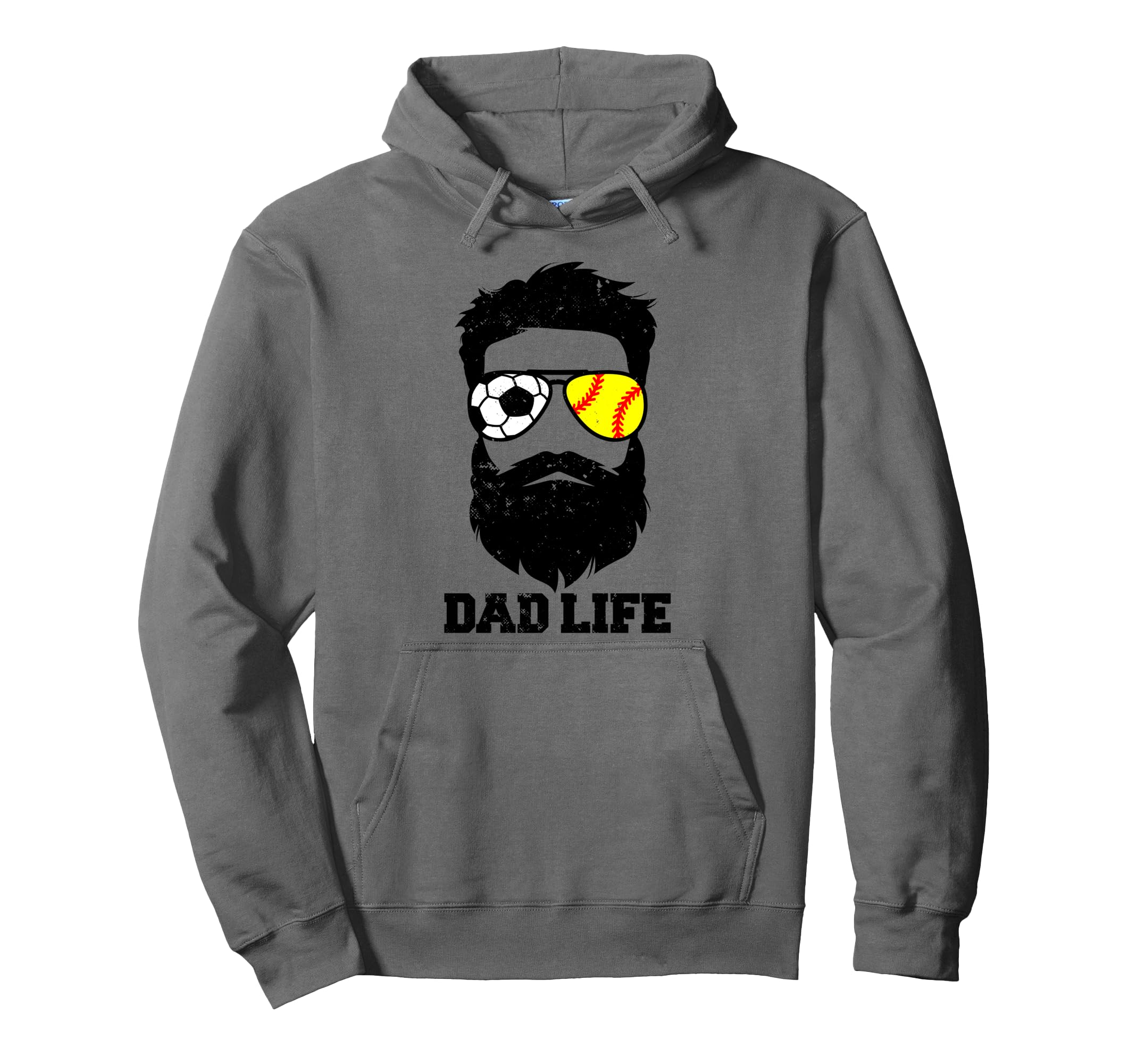 Soccer Softball Dad Messy Hair Beard Hoodie - Casual Everyday Wear Unisex - T-Shirt, Sweatshirt, Hoodie