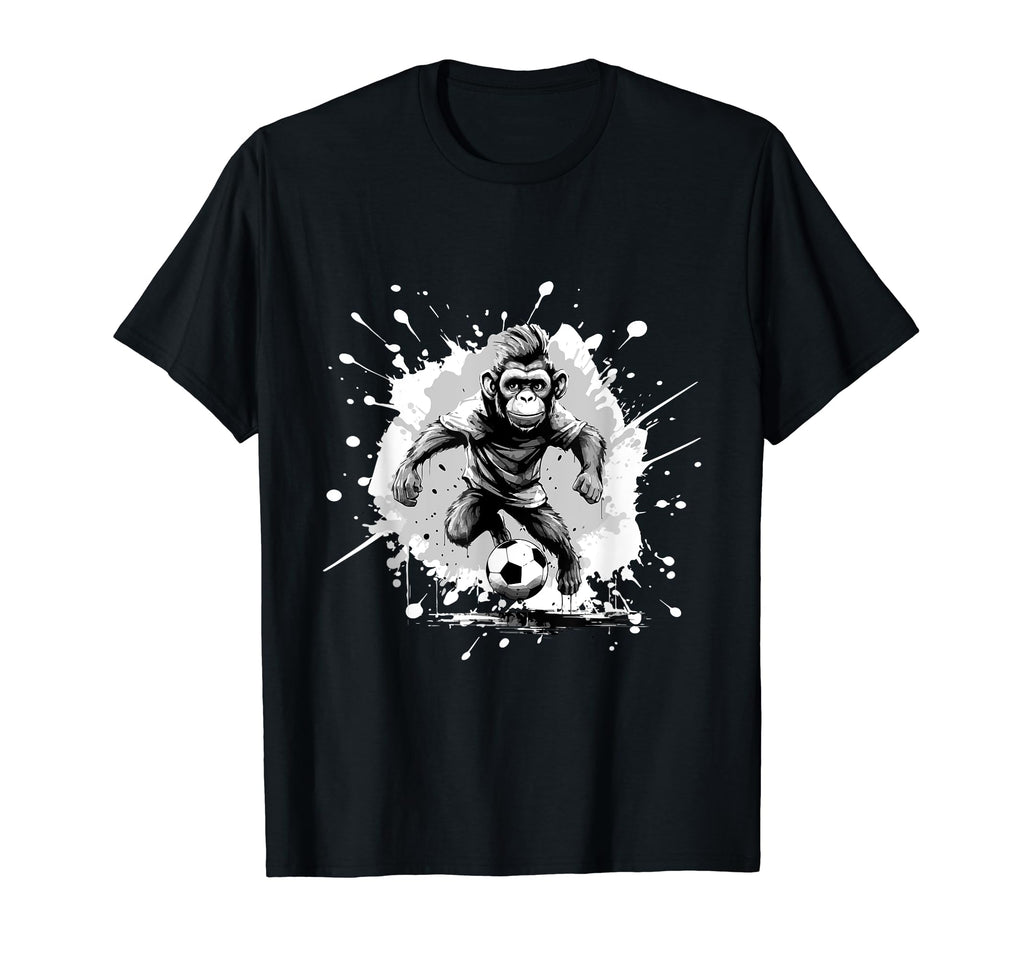 Monkey Playing Soccer Sports Team T-Shirt - Unique Graphic Men Women - T-Shirt, Sweatshirt, Hoodie