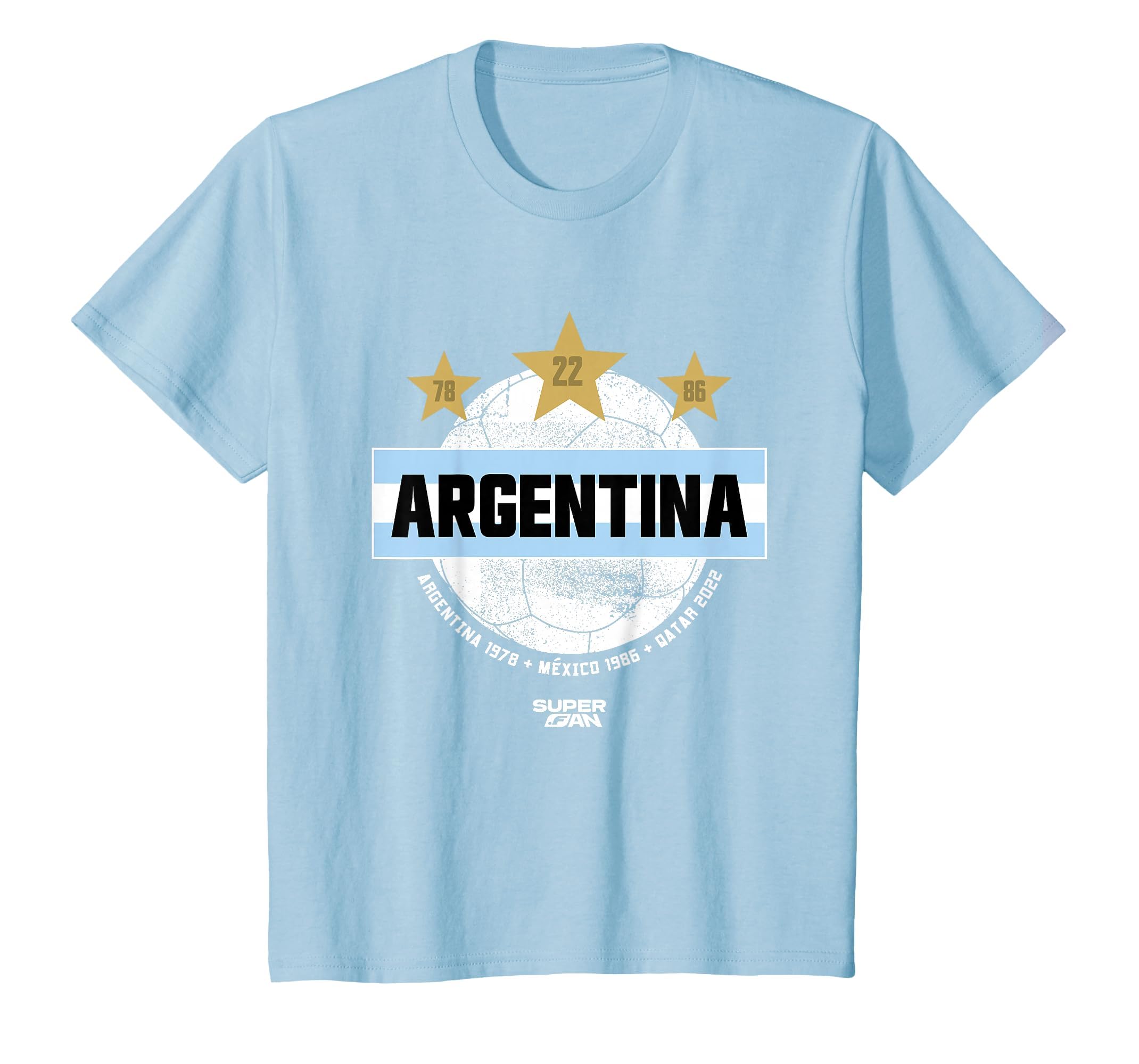 Superfan Argentina Champions Stars T-Shirt - Graphic Print for Adults - T-Shirt, Sweatshirt, Hoodie