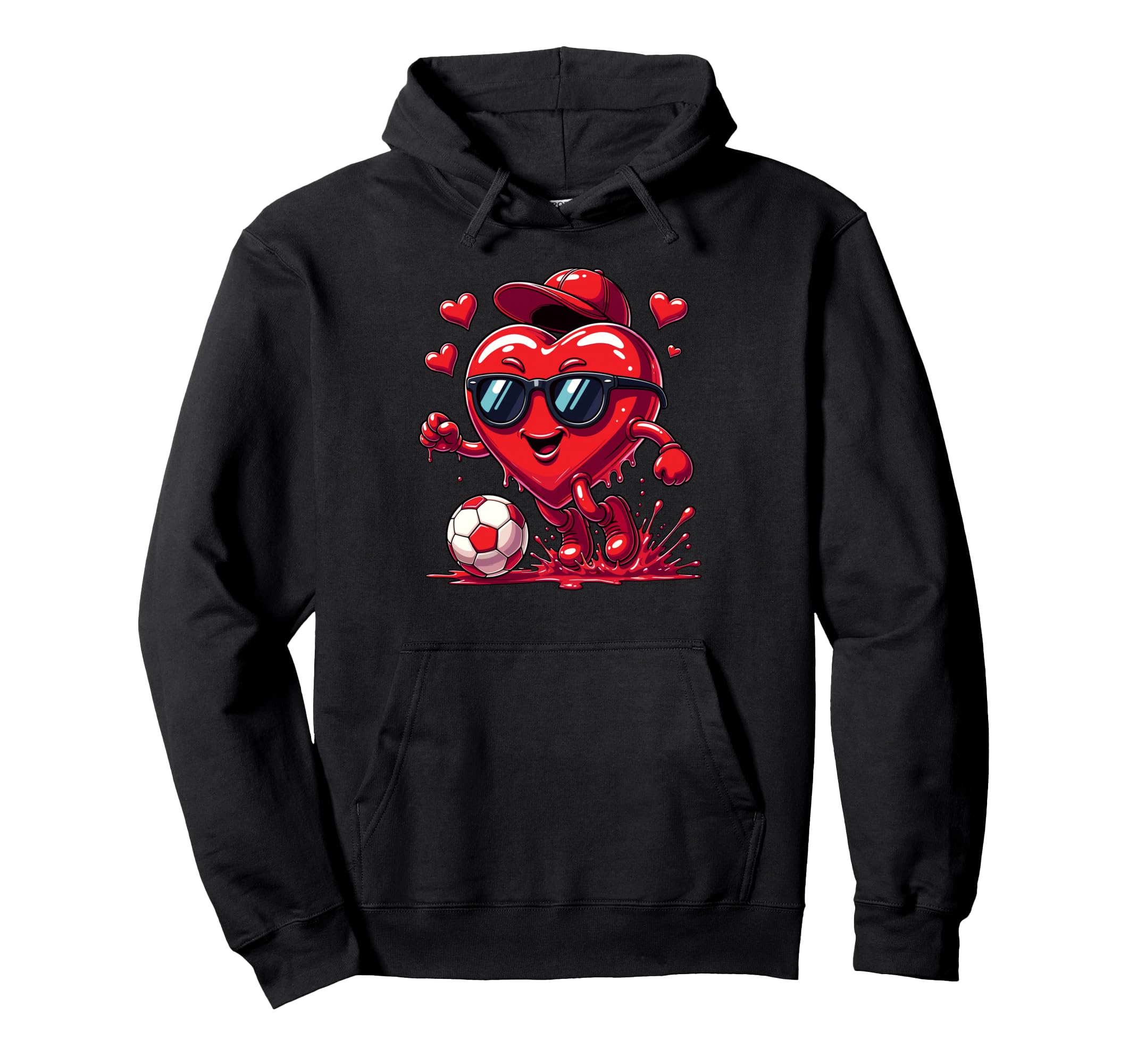 Valentine Soccer Heart Drip Sport Love Hoodie - Minimalist Print Men Women - T-Shirt, Sweatshirt, Hoodie