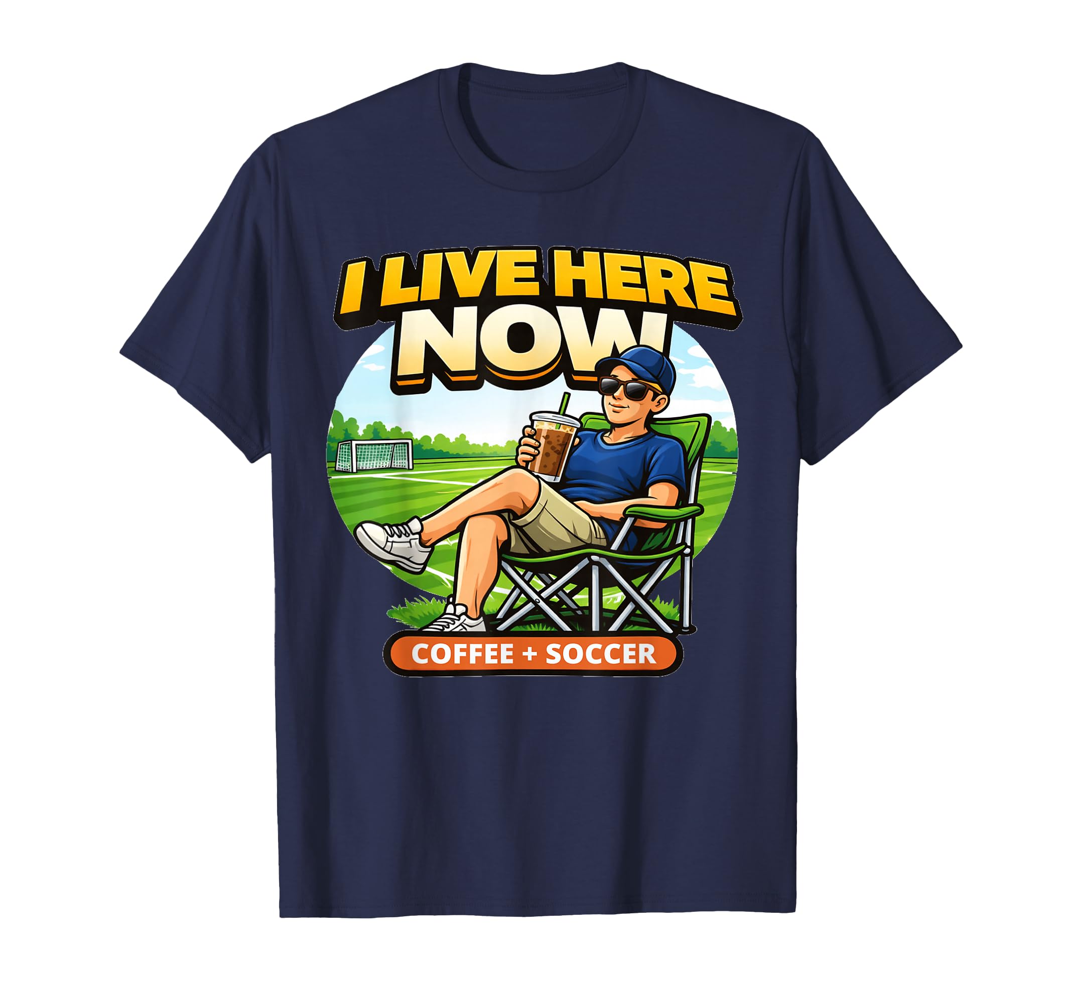 I Live Here Now Funny Soccer Meme T-Shirt - Graphic Print Unisex - T-Shirt, Sweatshirt, Hoodie