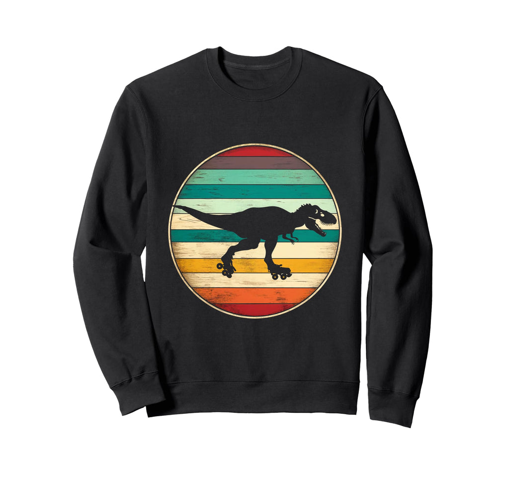 Skating Dinosaur Sweatshirt - Graphic Print Unisex - T-Shirt, Sweatshirt, Hoodie