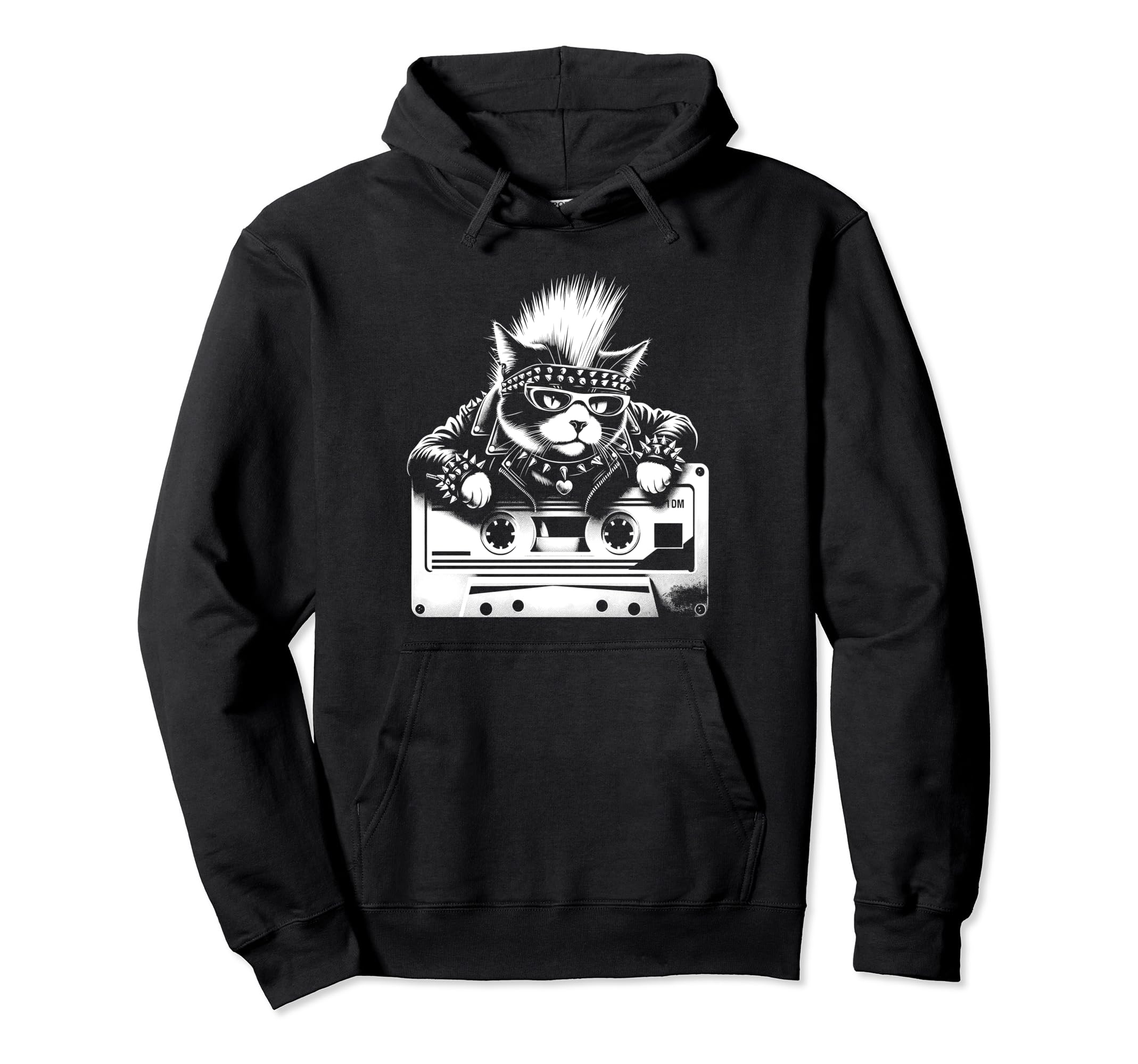 Funny Cat Punk Rock Roll Cassette Tape 90S Hoodie - Custom Art Print Unisex - T-Shirt, Sweatshirt, Hoodie