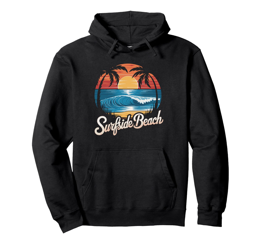 Surfside Beach Sunset Palm Trees Hoodie - Fun Novelty Design for Adults - T-Shirt, Sweatshirt, Hoodie