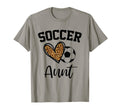 Soccer Aunt Leopard Heart Funny T-Shirt - Fun Novelty Design for Adults - T-Shirt, Sweatshirt, Hoodie