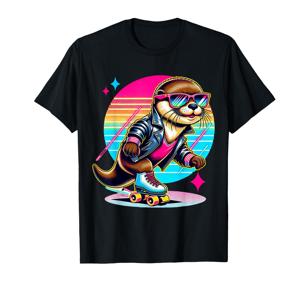 Otter Roller Skates And Sunglasses T-Shirt - Minimalist Print Men Women - T-Shirt, Sweatshirt, Hoodie