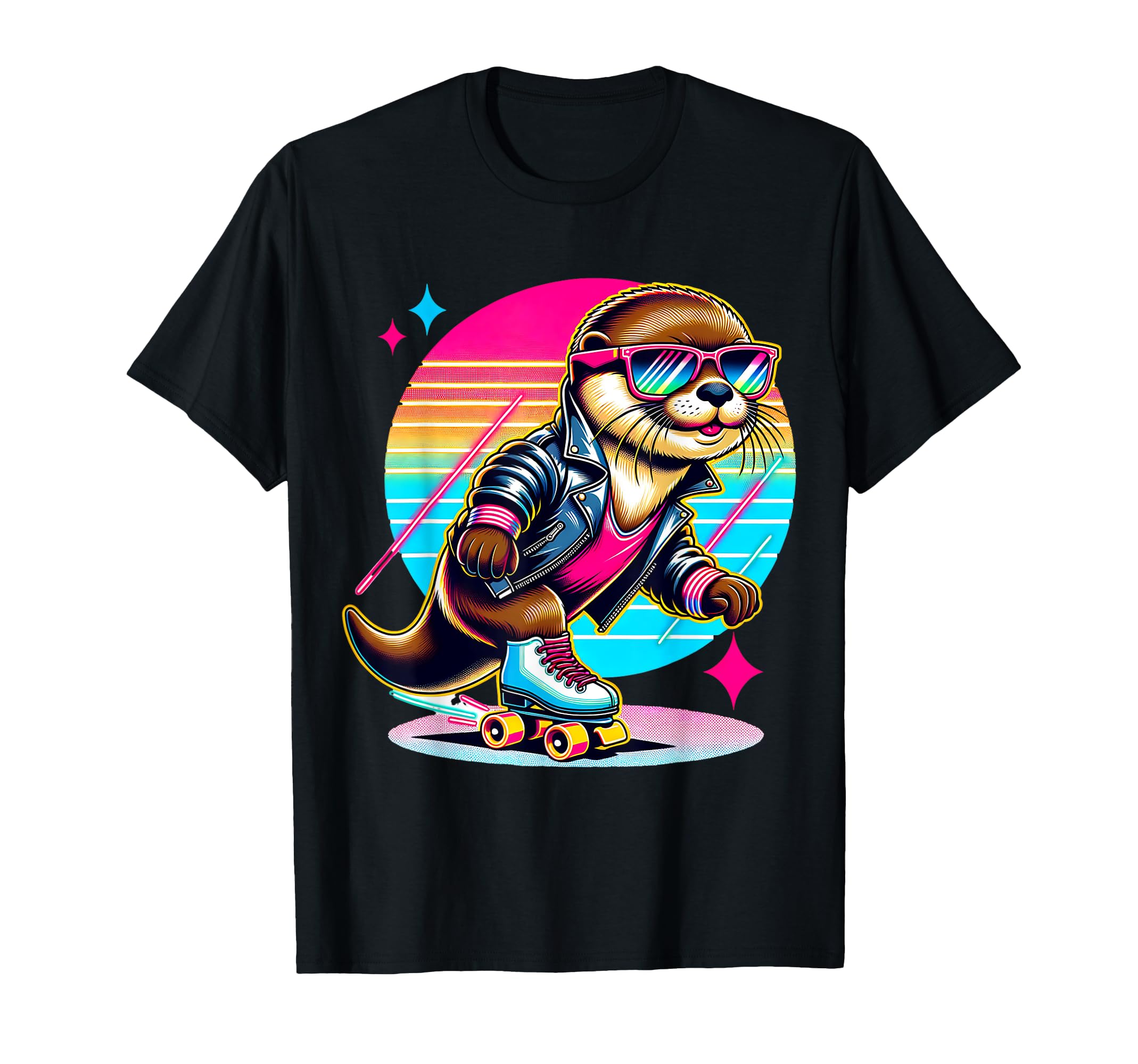 Otter Roller Skates And Sunglasses T-Shirt - Minimalist Print Men Women - T-Shirt, Sweatshirt, Hoodie