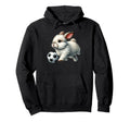 Bunny Soccer Player Rabbit Kicking Ball Hoodie - Streetwear Style Unisex - T-Shirt, Sweatshirt, Hoodie
