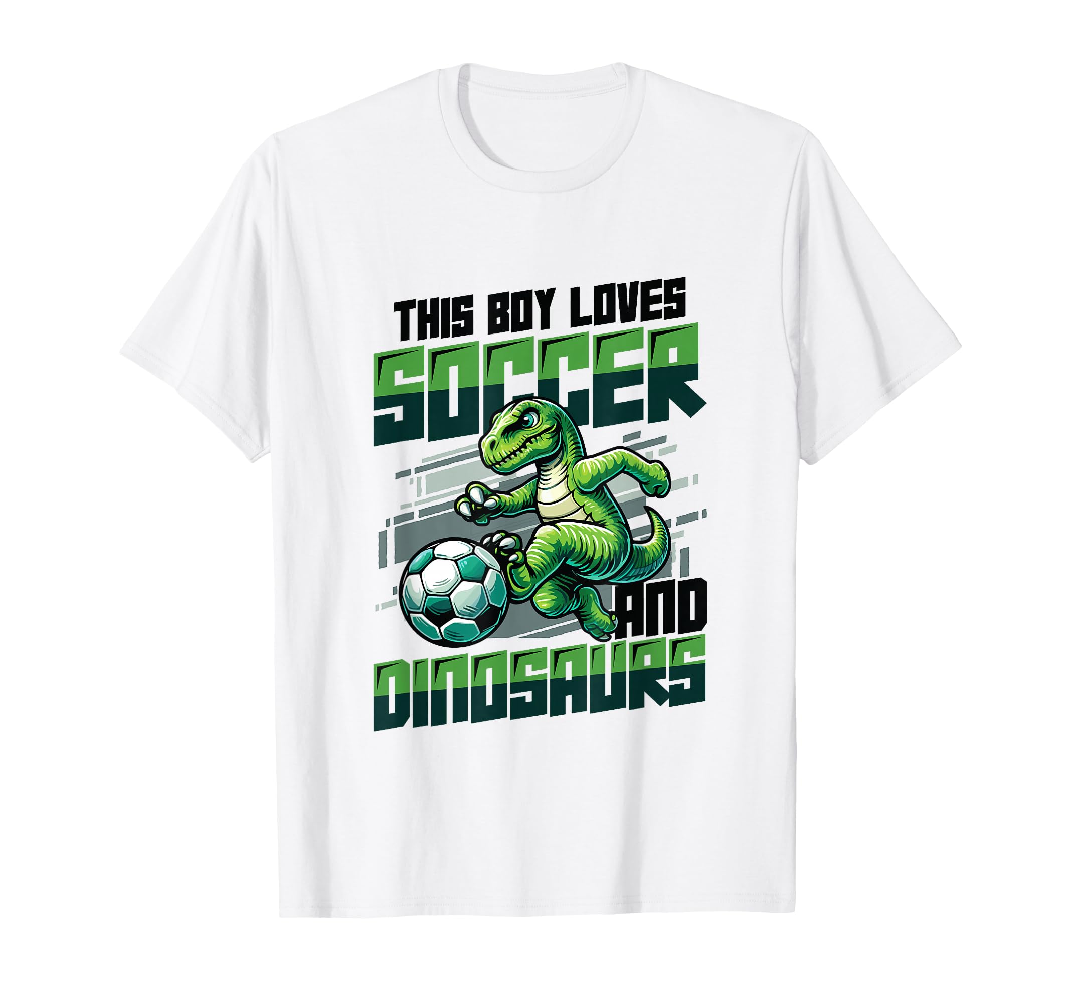 This Loves Soccer And Dinosaurs Playing T-Shirt - Unique Graphic Unisex - T-Shirt, Sweatshirt, Hoodie