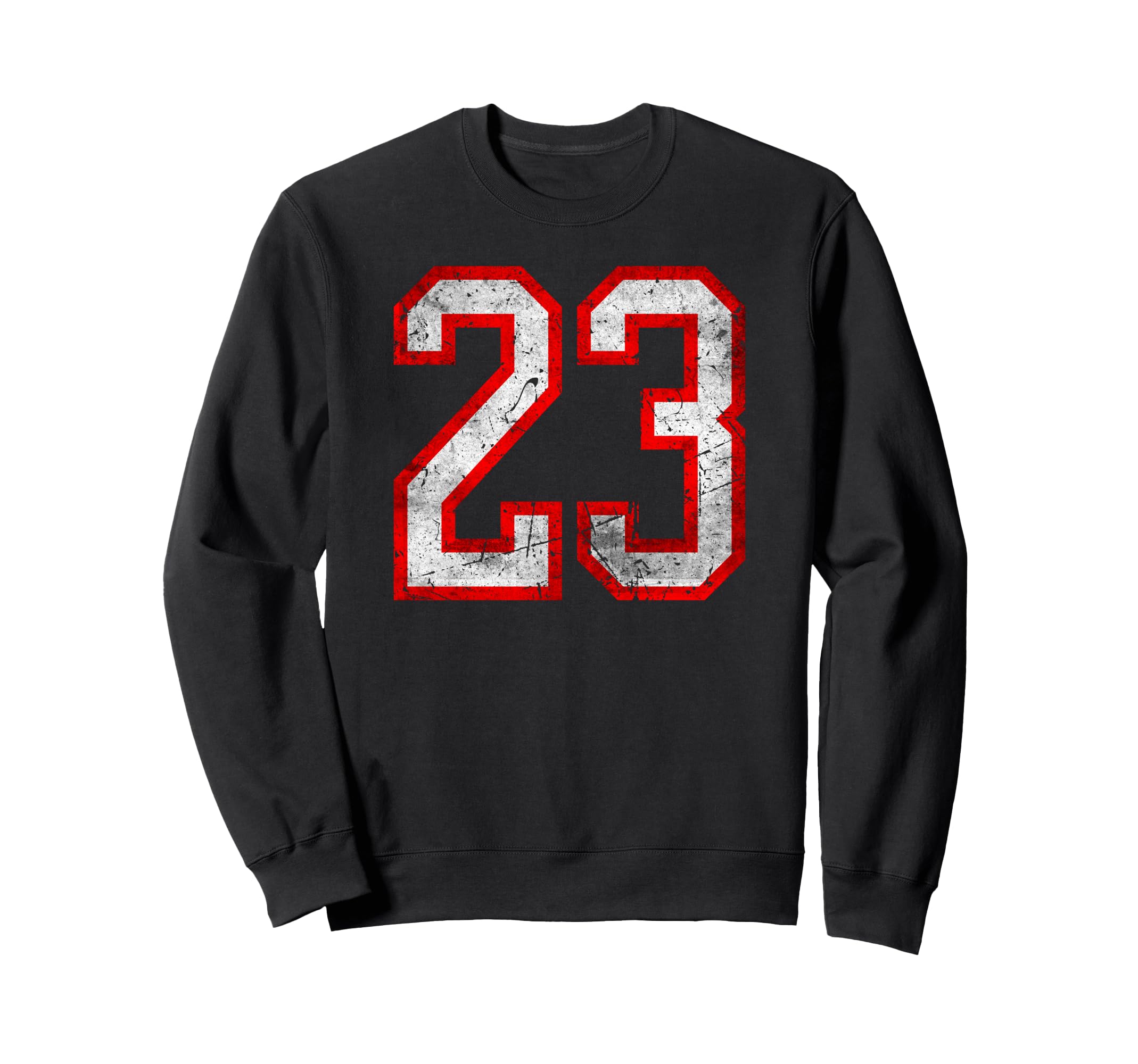 Distressed Number 23 White Red Sweatshirt - Unique Graphic for Adults - T-Shirt, Sweatshirt, Hoodie
