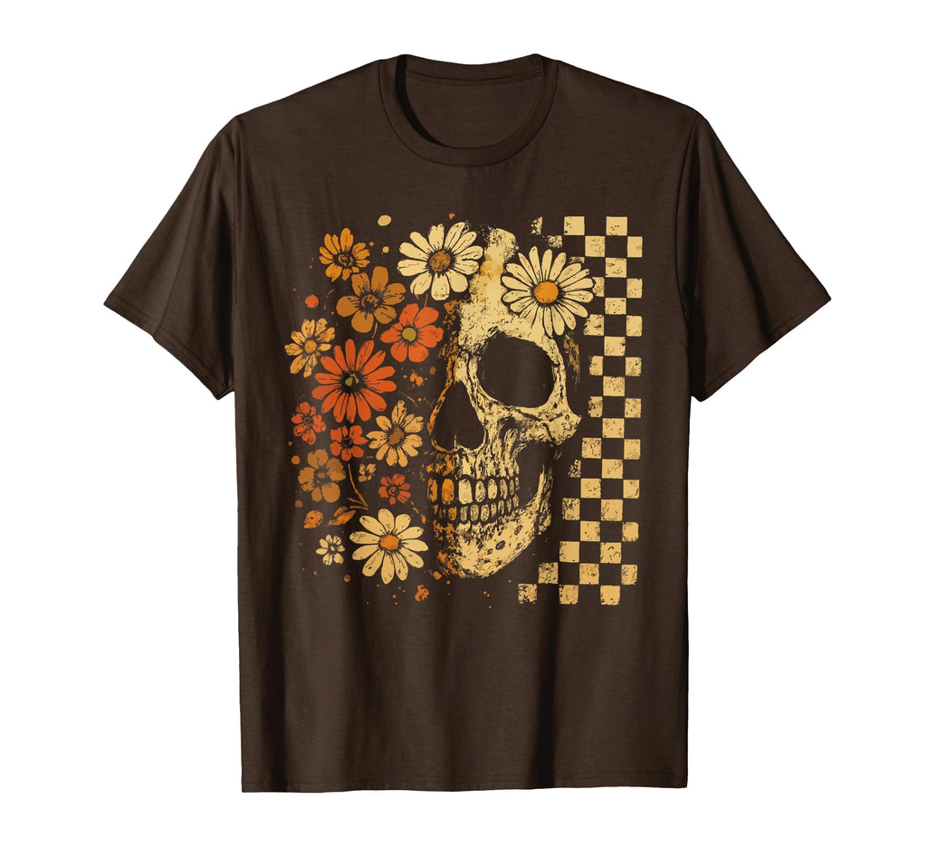 Floral Skull Grunge Aesthetic T-Shirt - Aesthetic Graphic for Adults - T-Shirt, Sweatshirt, Hoodie