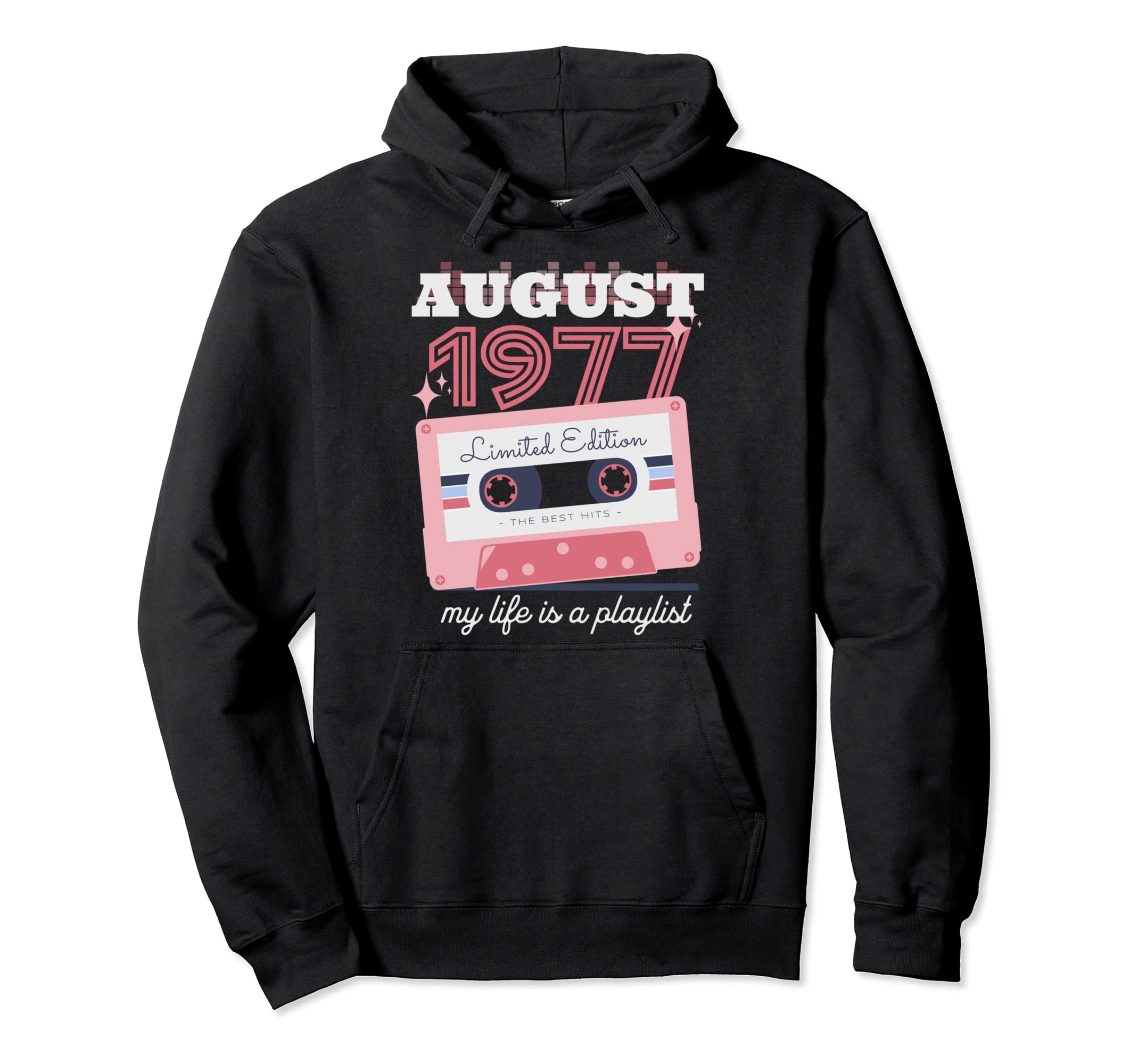 August 1977 Cassette 45Th Birthday 45 Hoodie - Graphic Print for Adults - T-Shirt, Sweatshirt, Hoodie