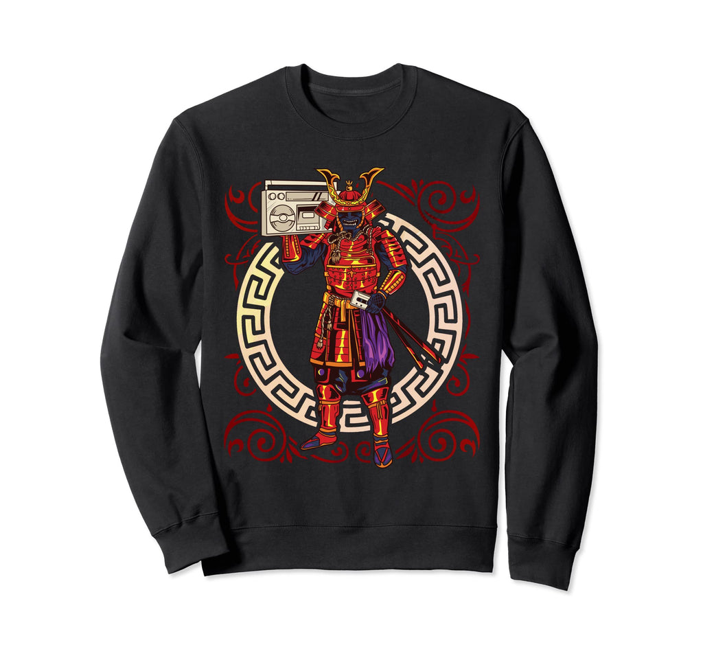Samurai Holding Boombox And Sweatshirt - Fun Novelty Design for Adults - T-Shirt, Sweatshirt, Hoodie