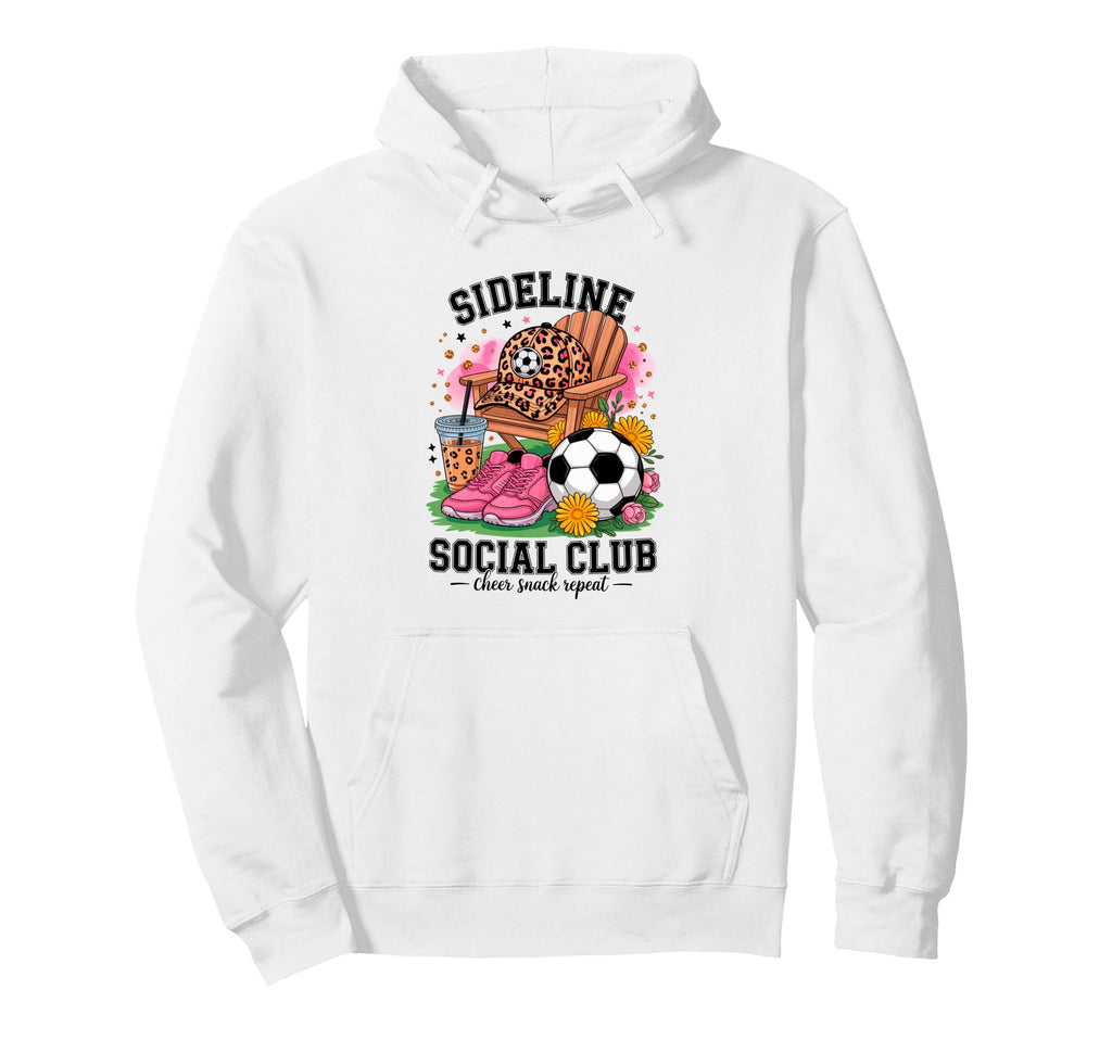 Sideline Social Club Soccer Mom Game Hoodie - Trendy Graphic for Adults - T-Shirt, Sweatshirt, Hoodie