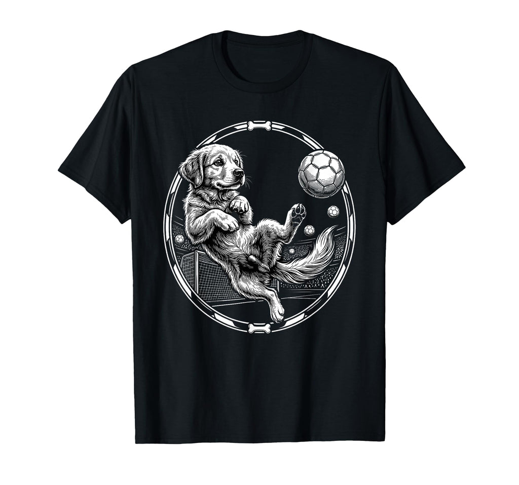 Golden Retriever Soccer Puppy Art Dog T-Shirt - Unique Graphic Unisex - T-Shirt, Sweatshirt, Hoodie