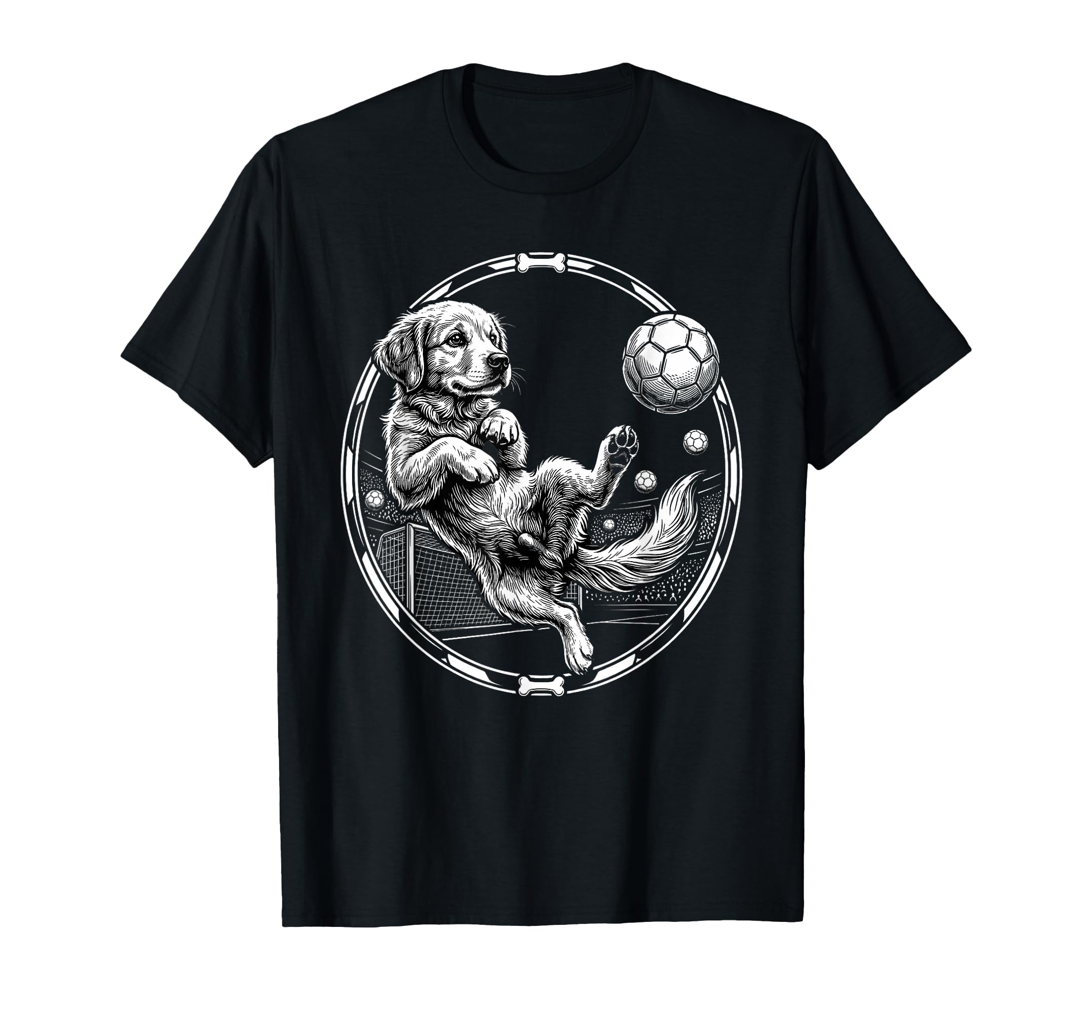 Golden Retriever Soccer Puppy Art Dog T-Shirt - Unique Graphic Unisex - T-Shirt, Sweatshirt, Hoodie