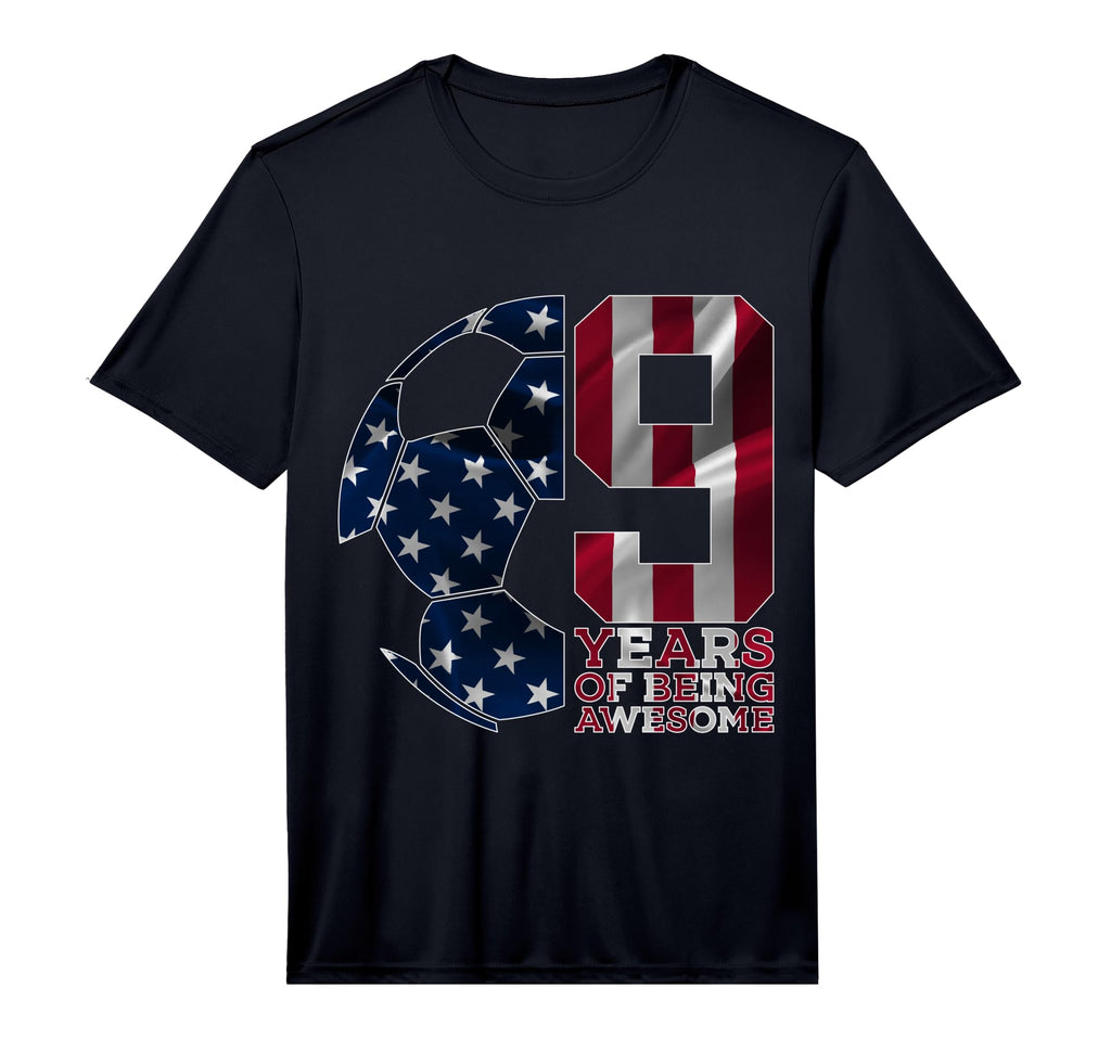 9 Years Being Awesome Soccer 9Th T-Shirt - Casual Everyday Wear for Adults - T-Shirt, Sweatshirt, Hoodie