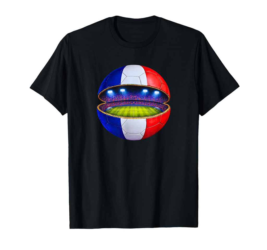 French Flag Soccer Stadium Inside Ball T-Shirt - Unique Graphic for Adults - T-Shirt, Sweatshirt, Hoodie