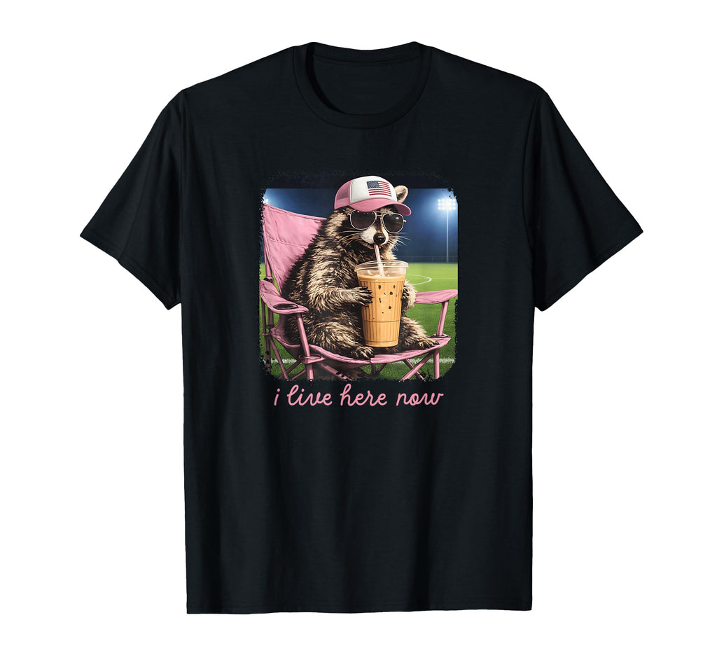 Raccoon Soccer Field Caffeinated Mom I T-Shirt - Streetwear Style Unisex - T-Shirt, Sweatshirt, Hoodie